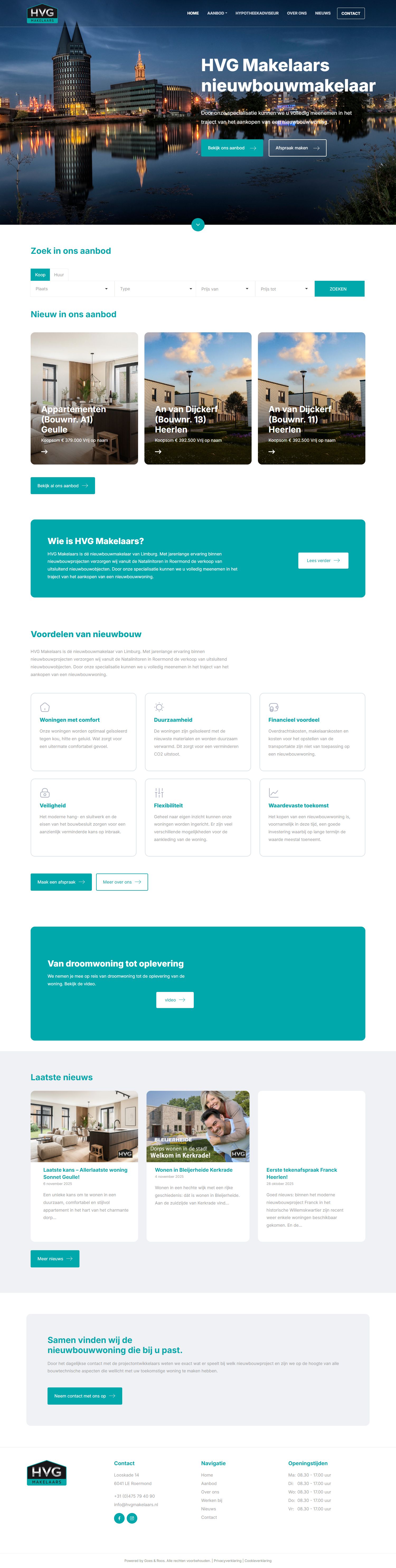 Screenshot van de website van www.hvgmakelaars.nl