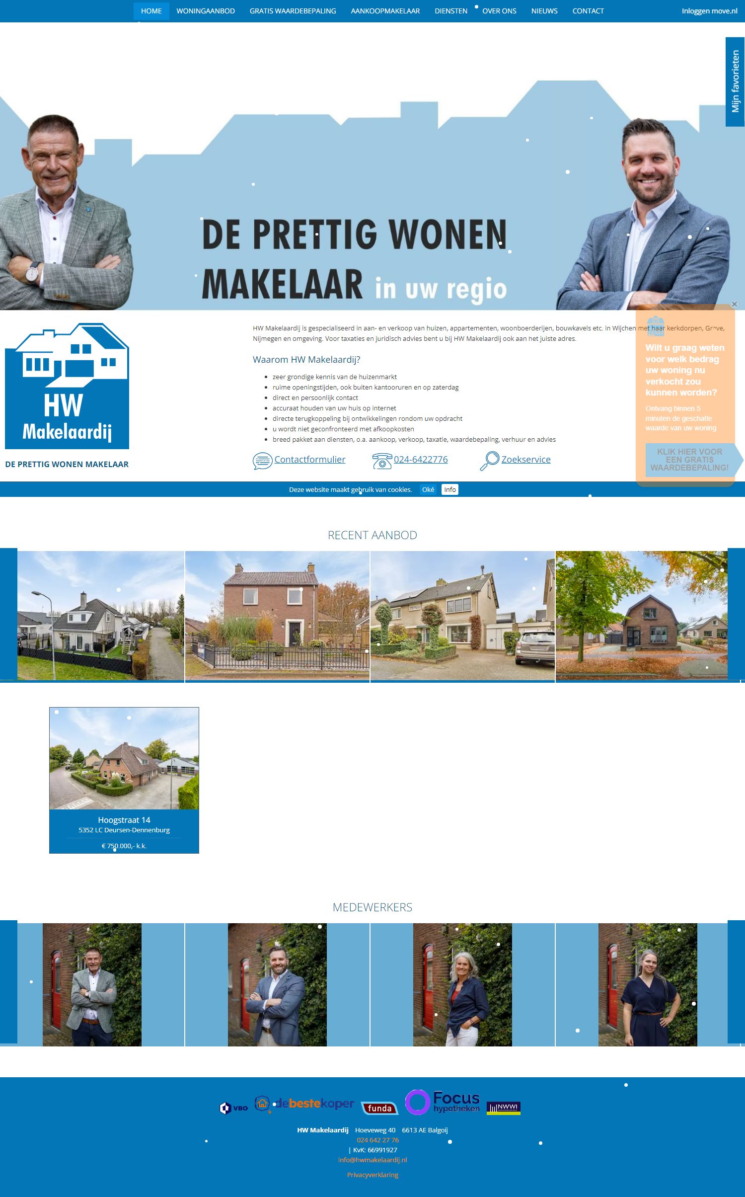 Screenshot van de website van www.hwmakelaardij.nl