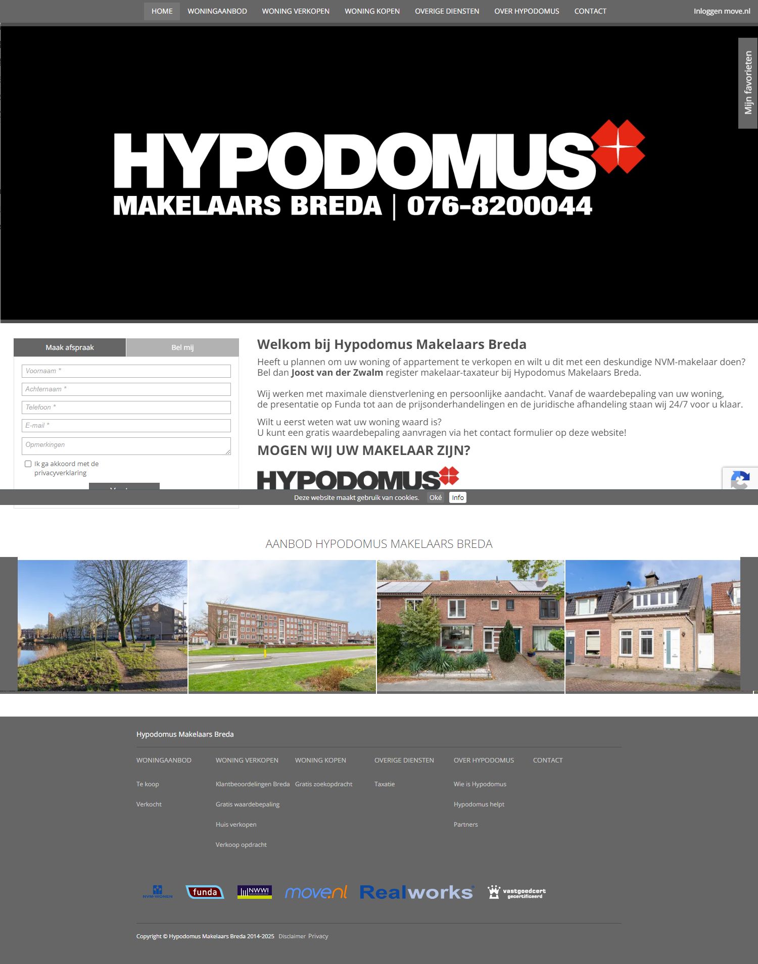 Screenshot van de website van www.hypodomus-breda.nl