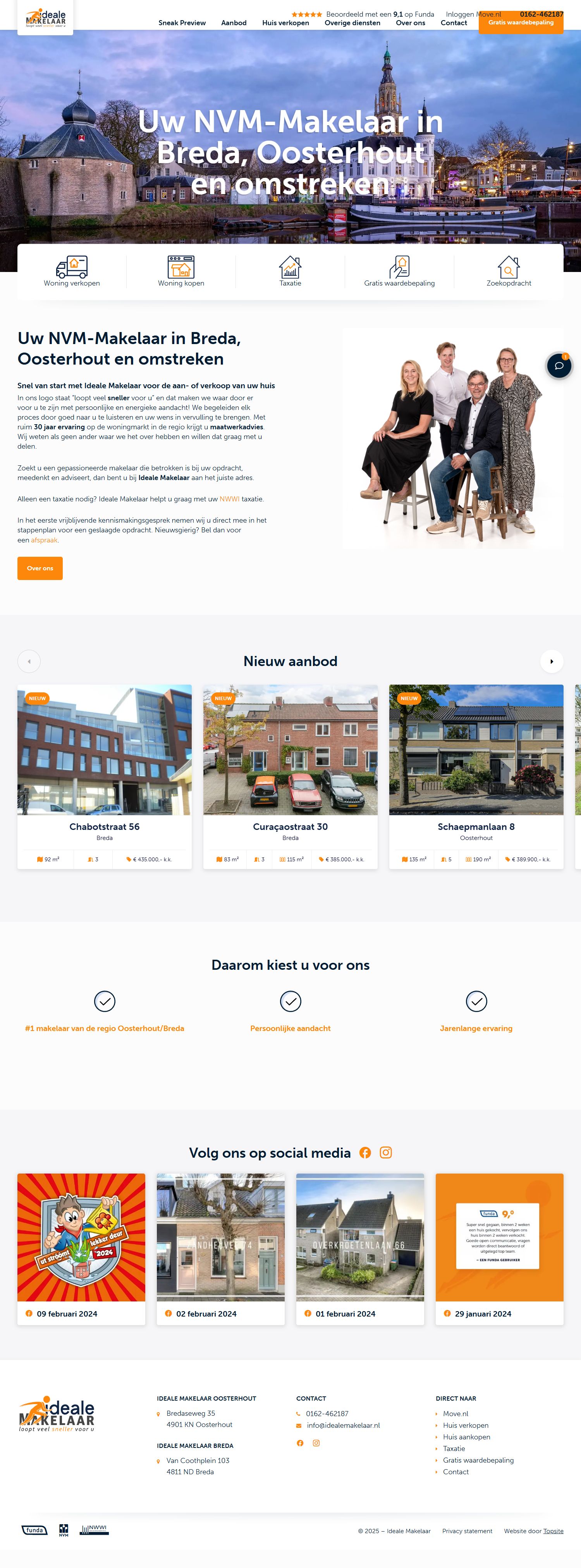 Screenshot of the website of www.idealemakelaar.nl