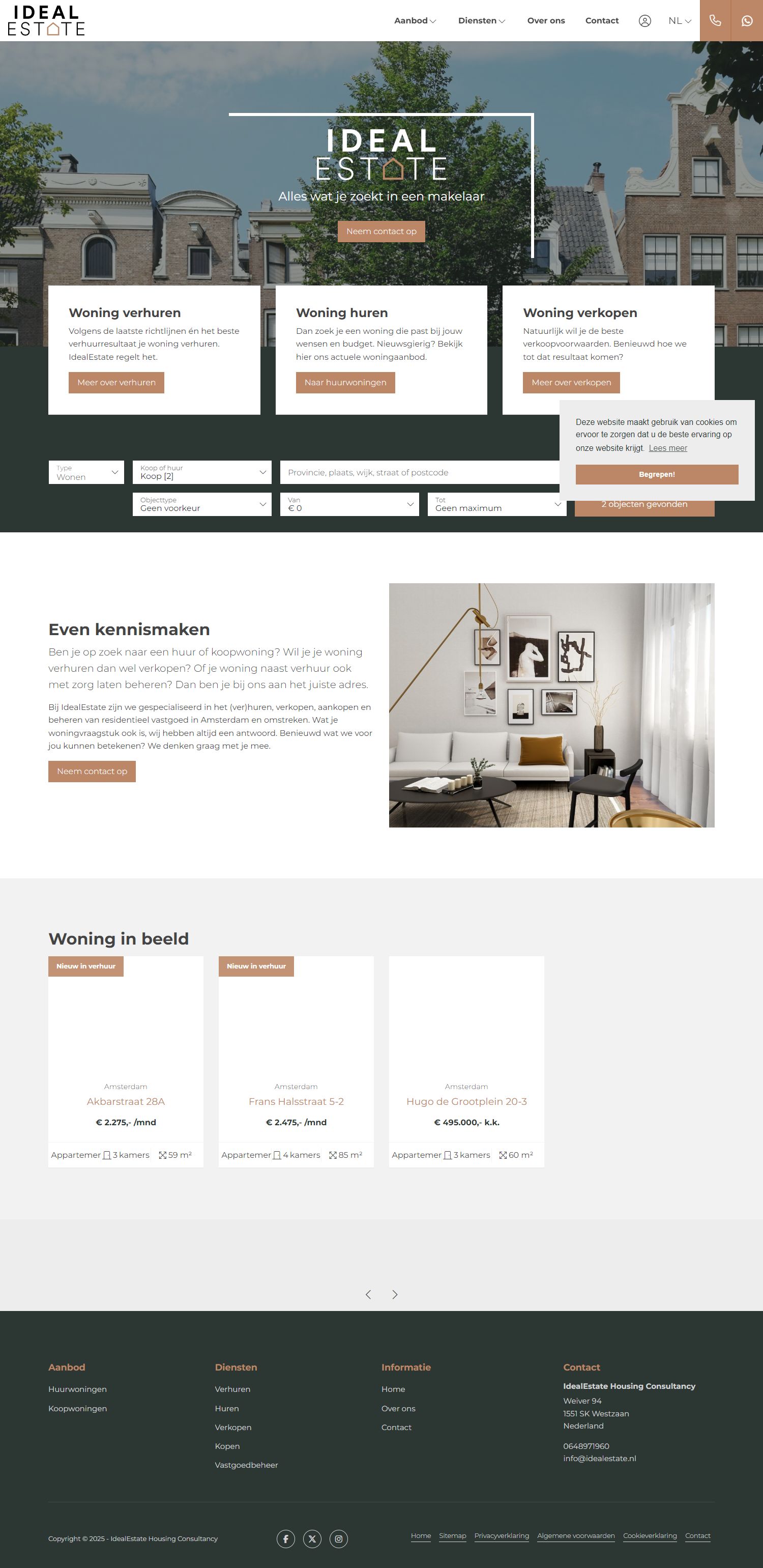 Screenshot van de website van www.idealestate.nl