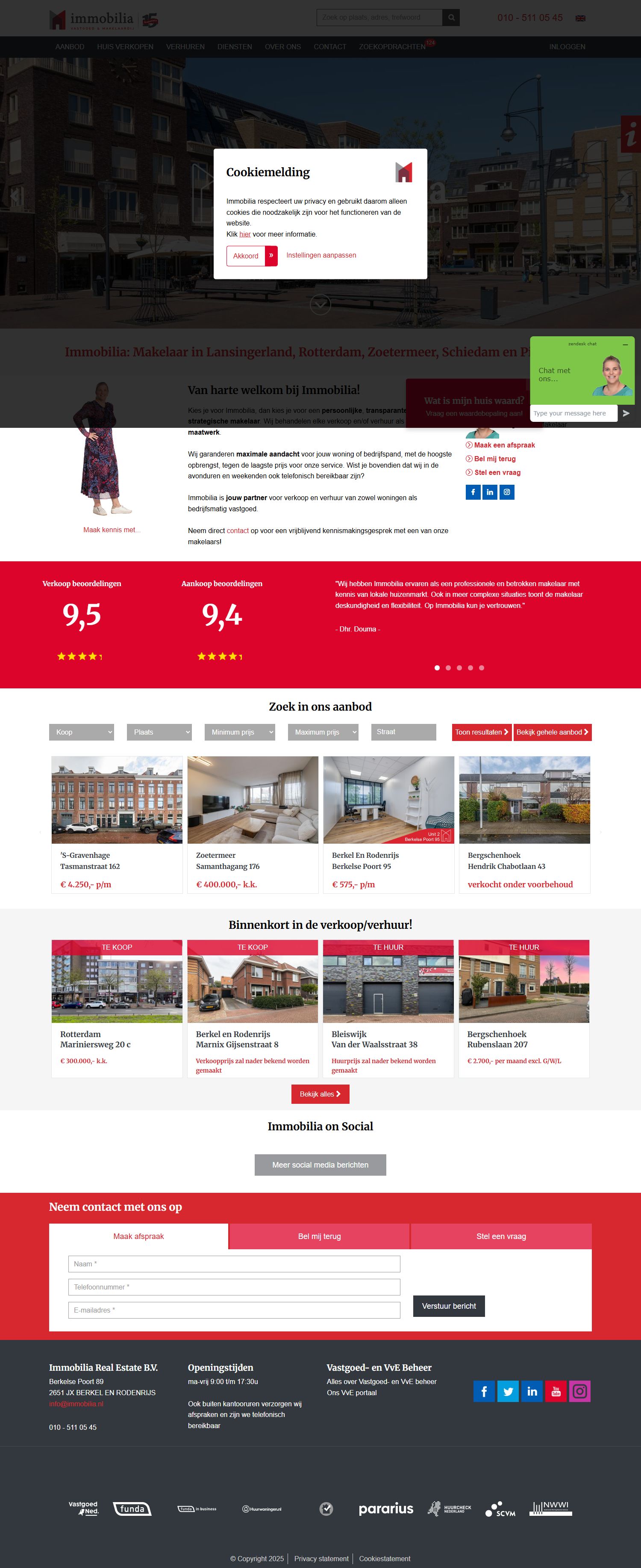 Screenshot of the website of www.immobilia.nl