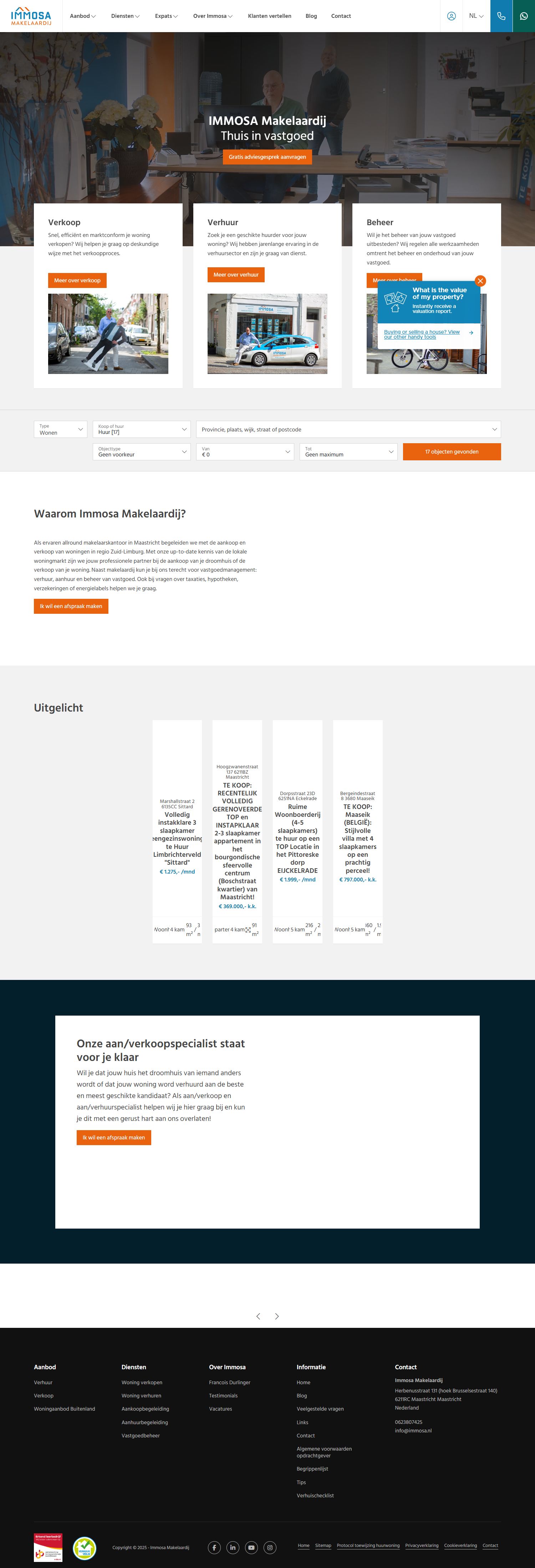 Capture d'écran du site web de www.immosa.nl