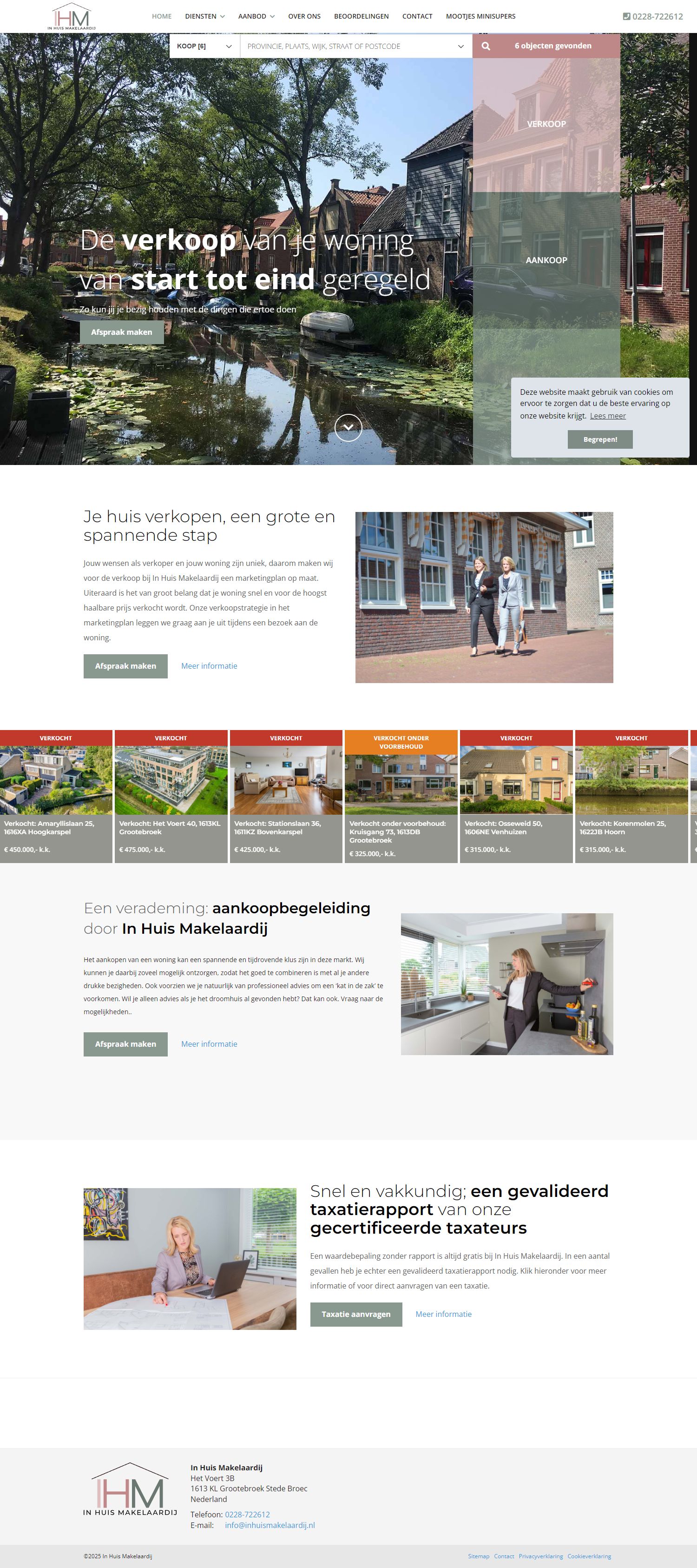 Screenshot van de website van www.inhuismakelaardij.nl