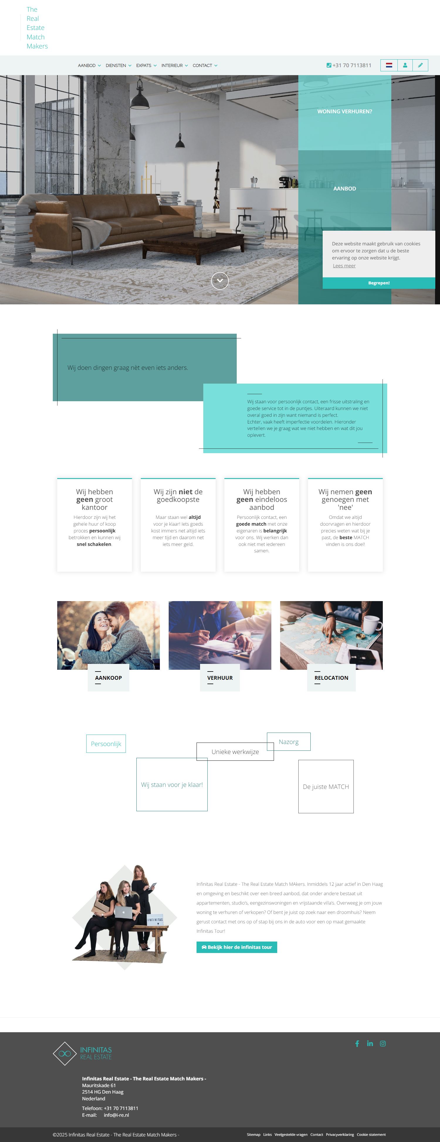Screenshot van de website van www.infinitasrealestate.nl
