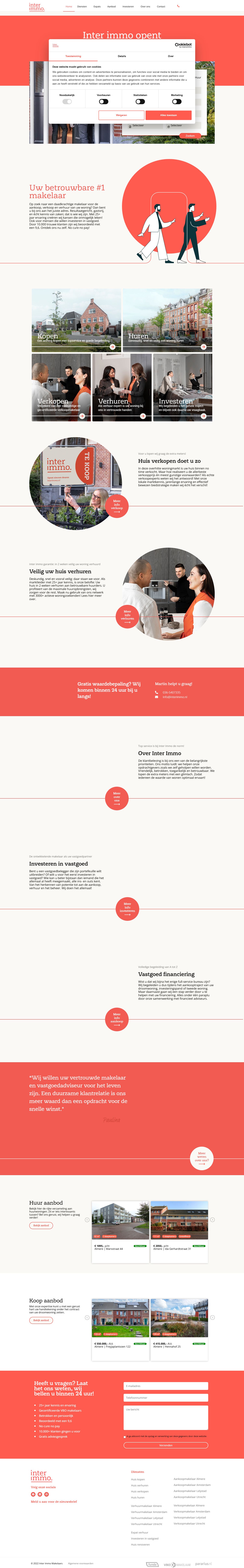 Screenshot of the website of www.interimmo.nl