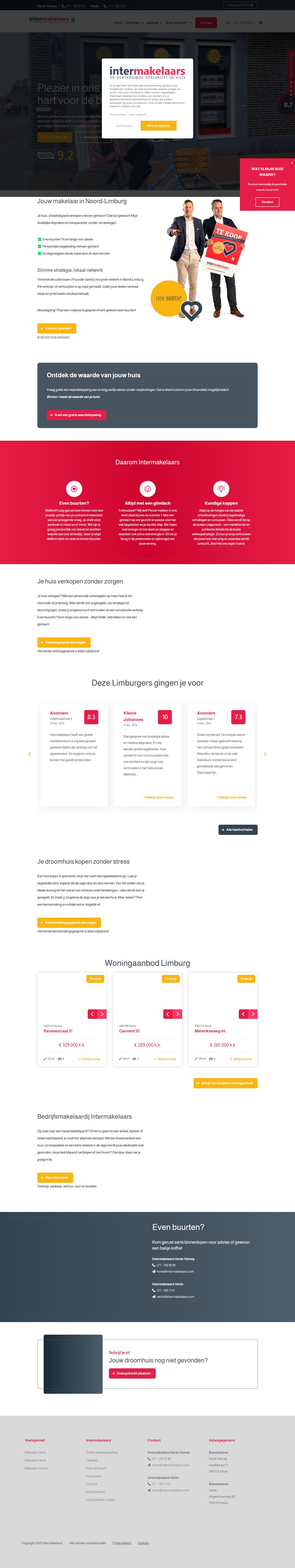 Screenshot van de website van intermakelaars.com