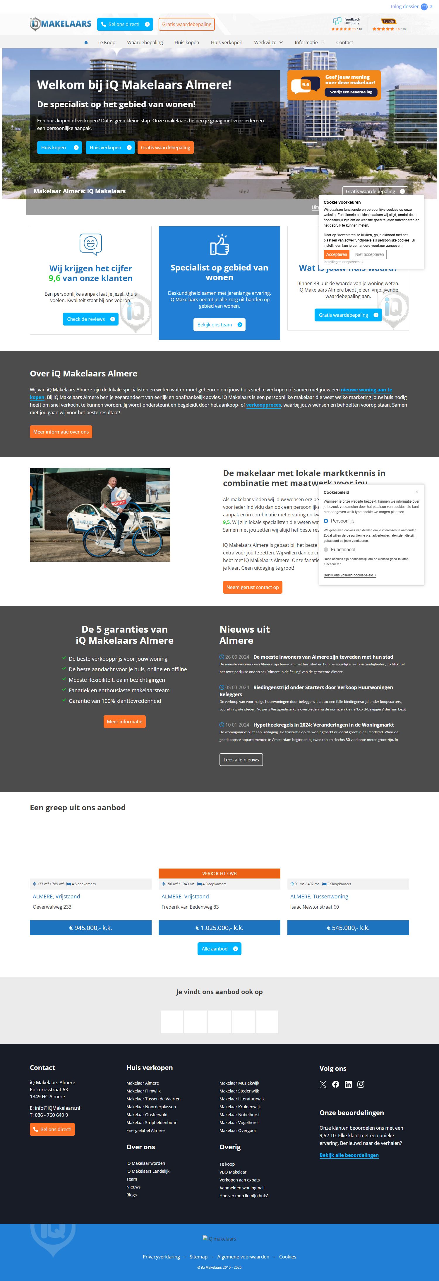 Screenshot of the website of www.iqmakelaarsalmere.nl