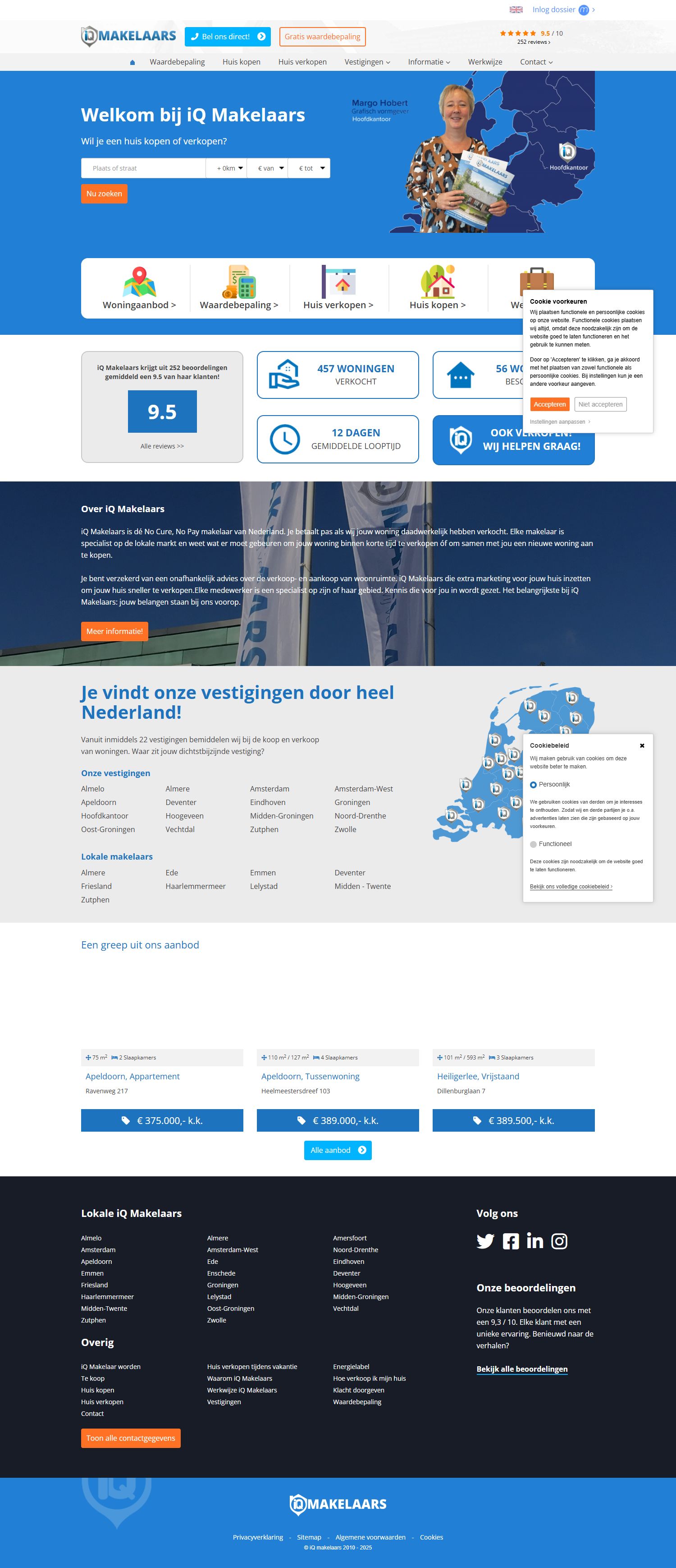 Screenshot van de website van www.iqmakelaars.nl