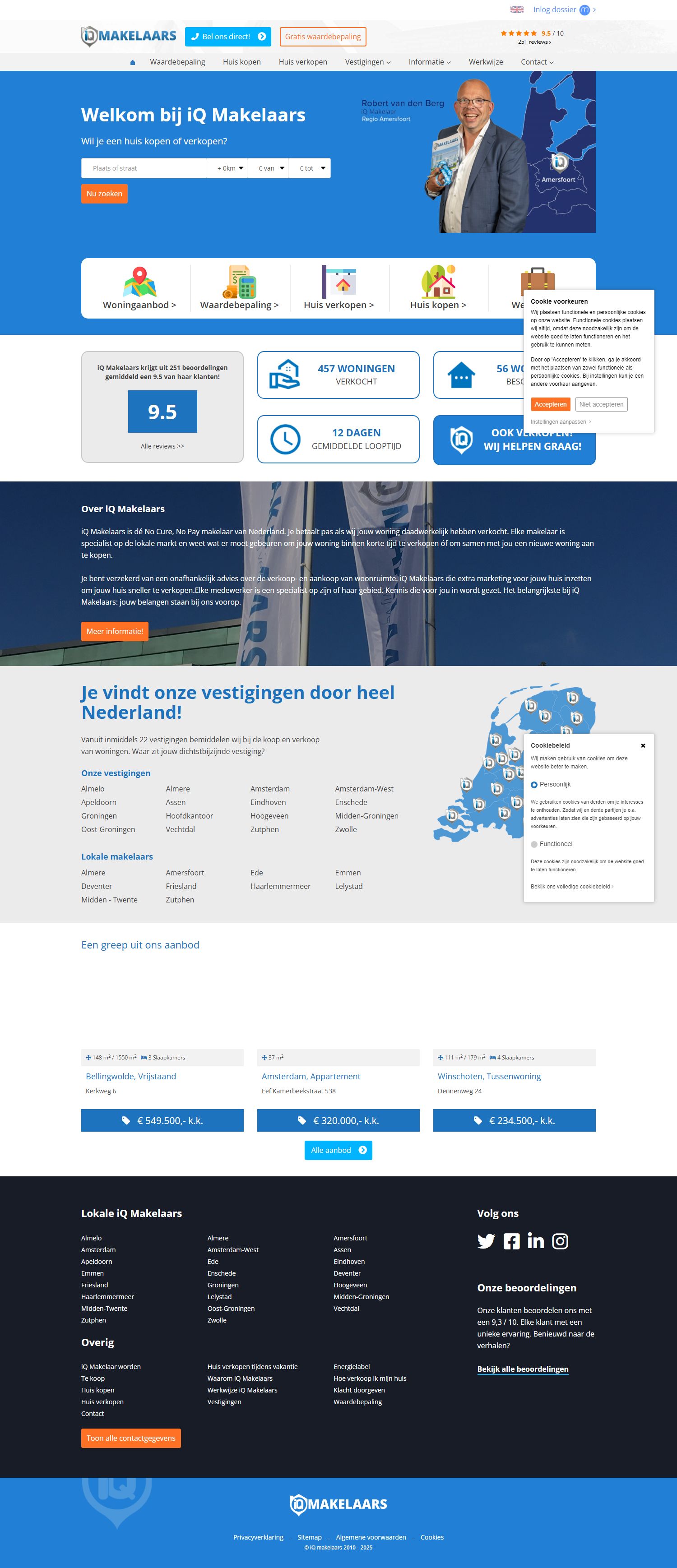 Screenshot van de website van www.iqmakelaars.nl