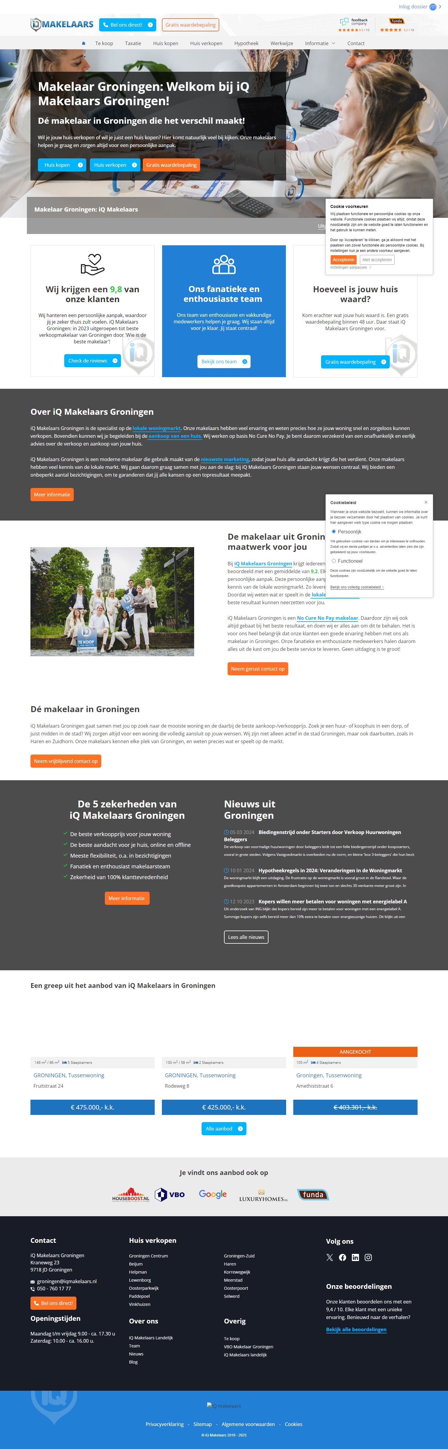 Screenshot van de website van www.iqmakelaarsgroningen.nl