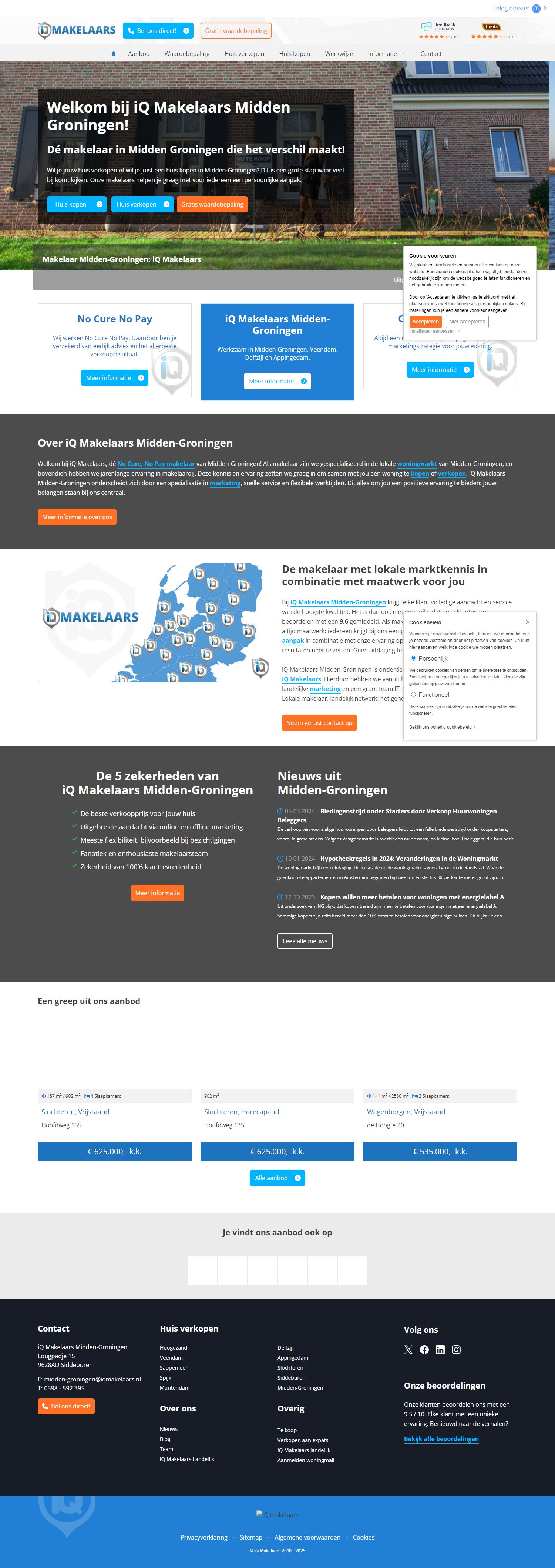 Screenshot van de website van www.iqmakelaarsmidden-groningen.nl