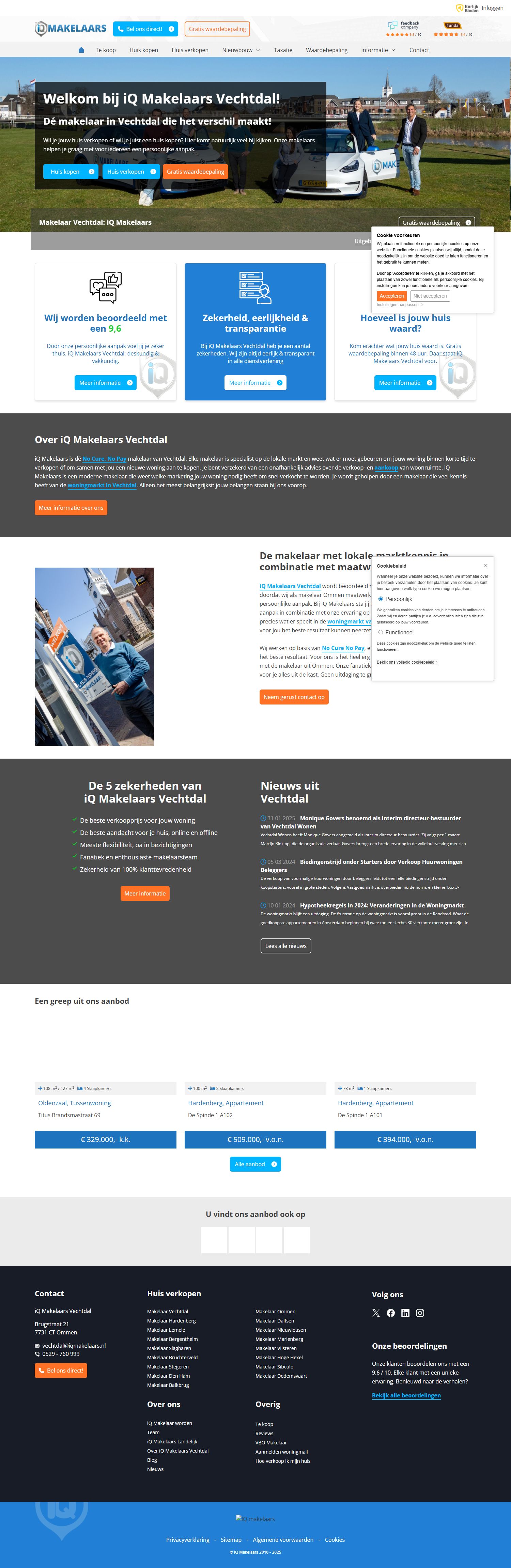 Screenshot of the website of www.iqmakelaarsvechtdal.nl