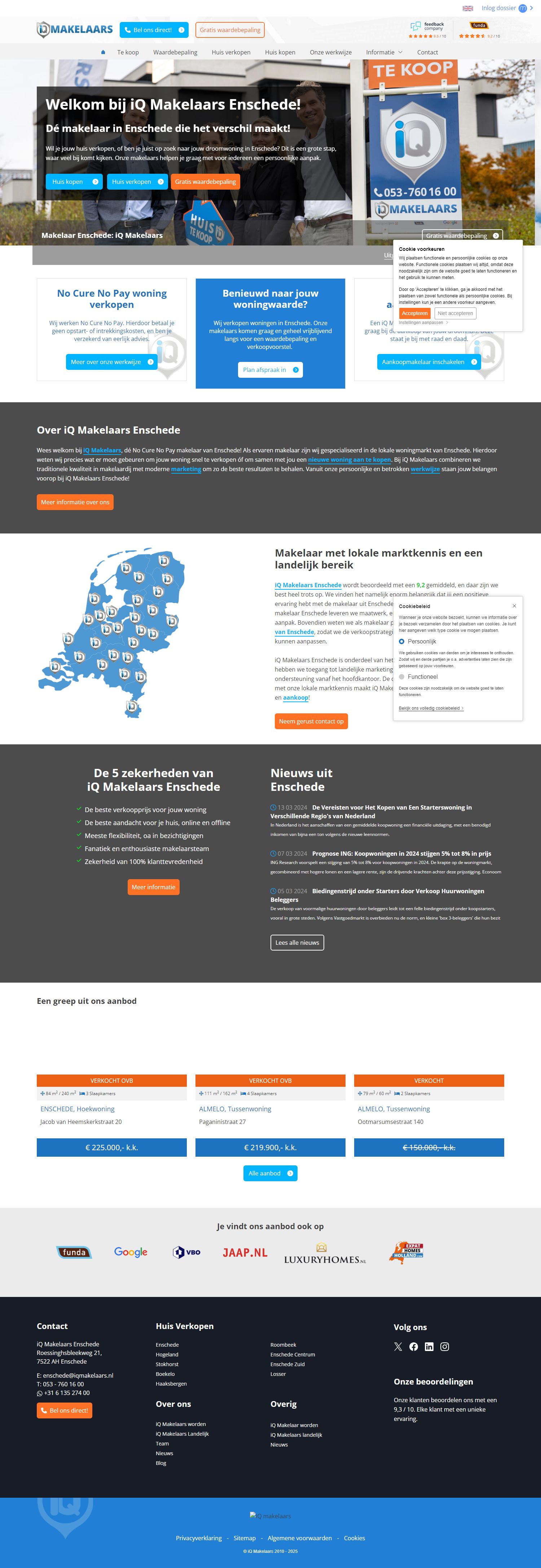 Screenshot van de website van www.iqmakelaarsenschede.nl