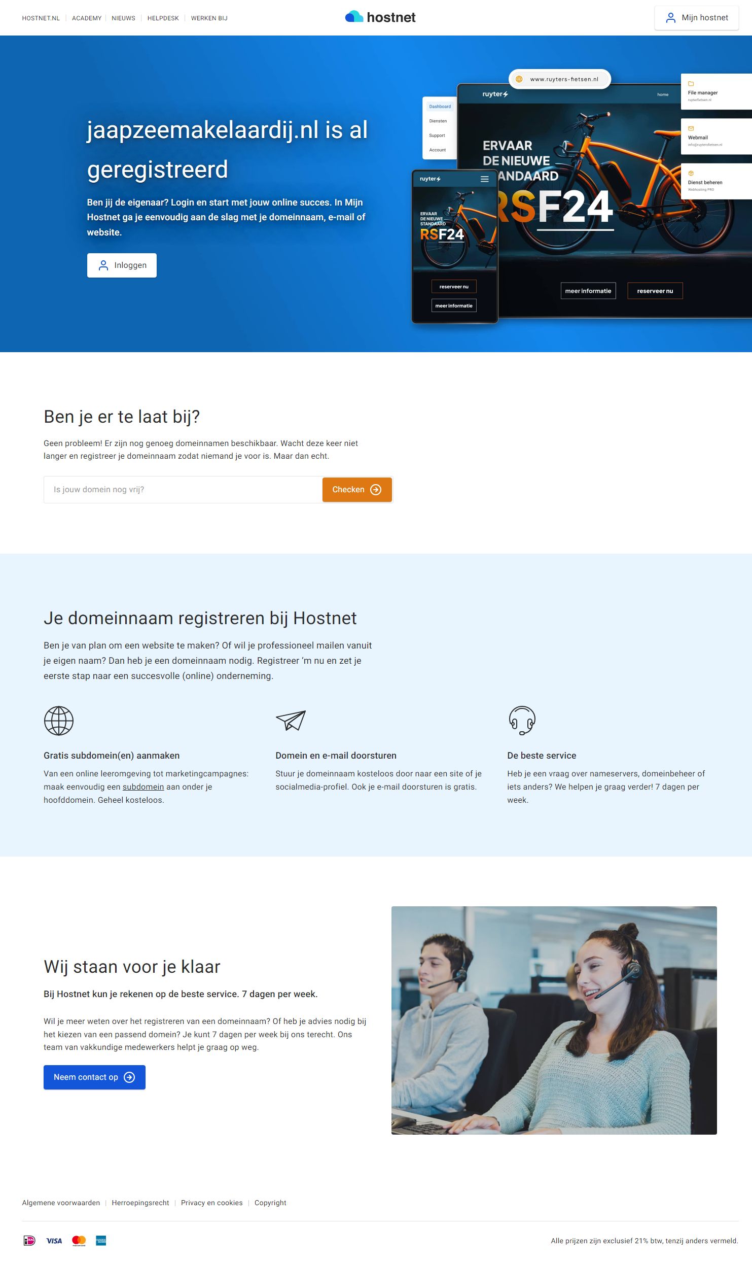 Screenshot van de website van jaapzeemakelaardij.nl