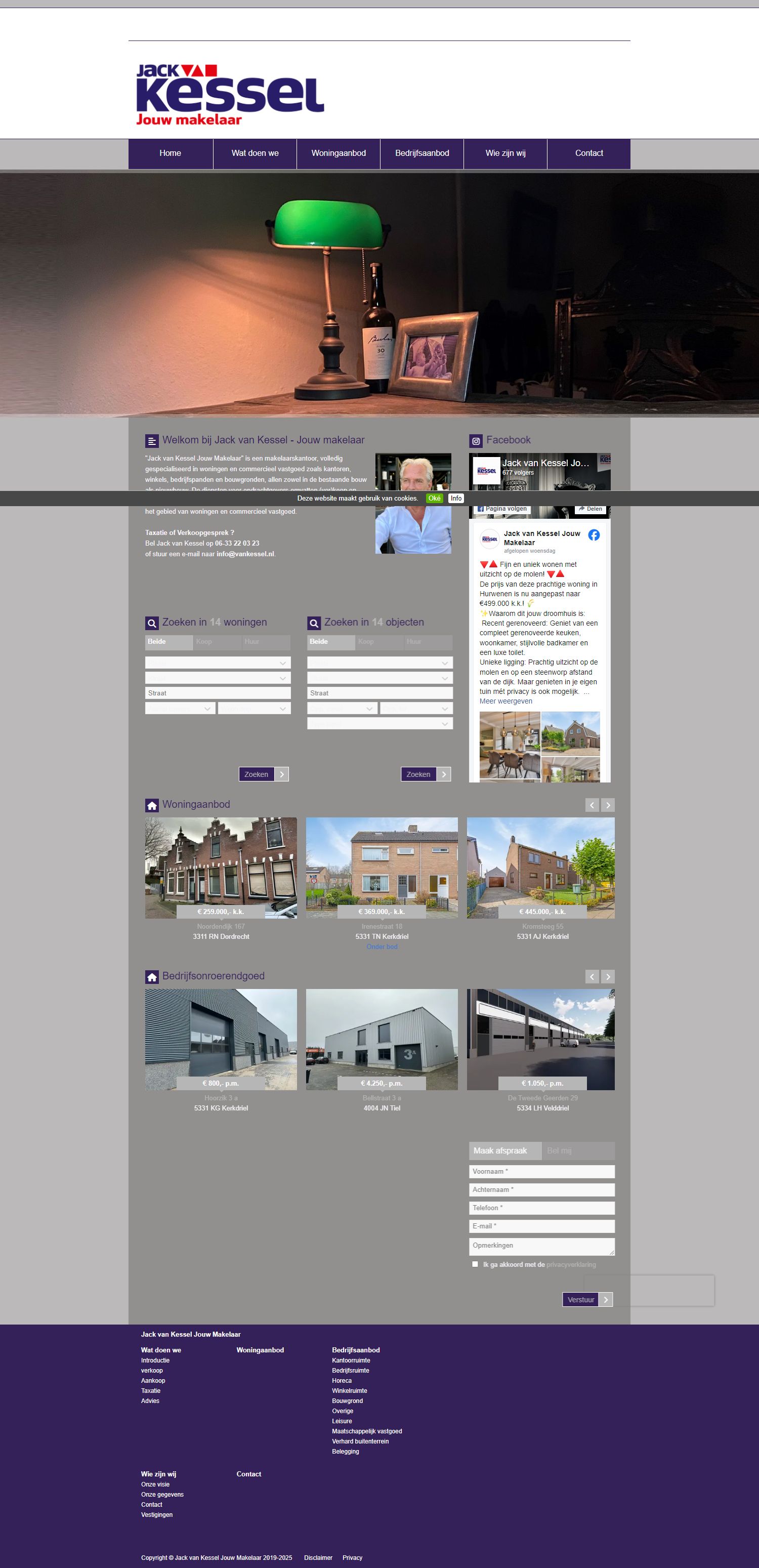 Screenshot van de website van www.vankessel.nl