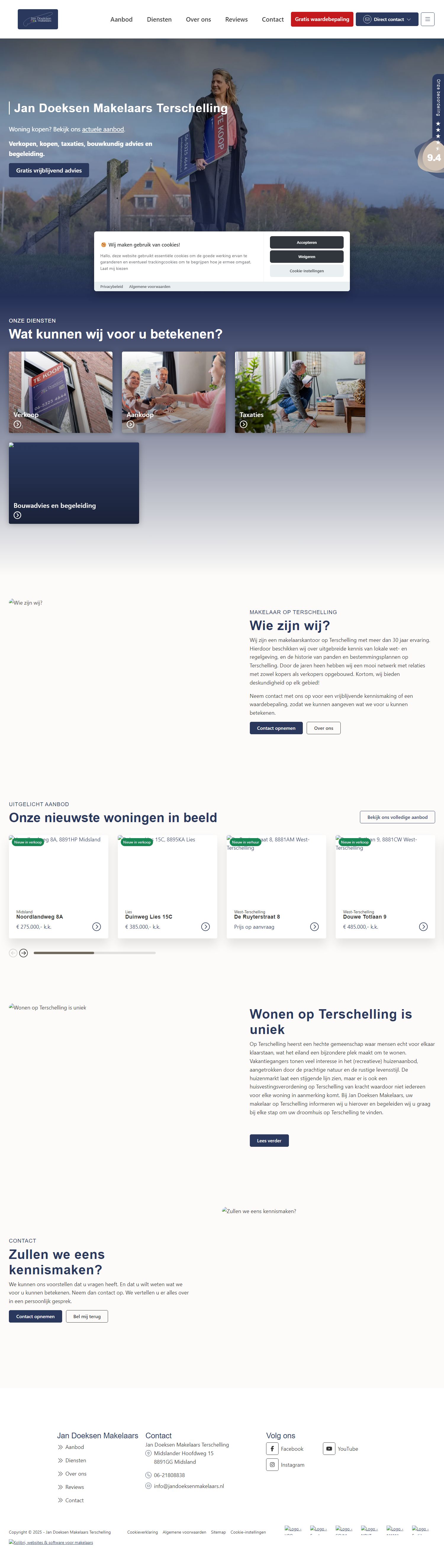 Screenshot van de website van www.jandoeksenmakelaars.nl