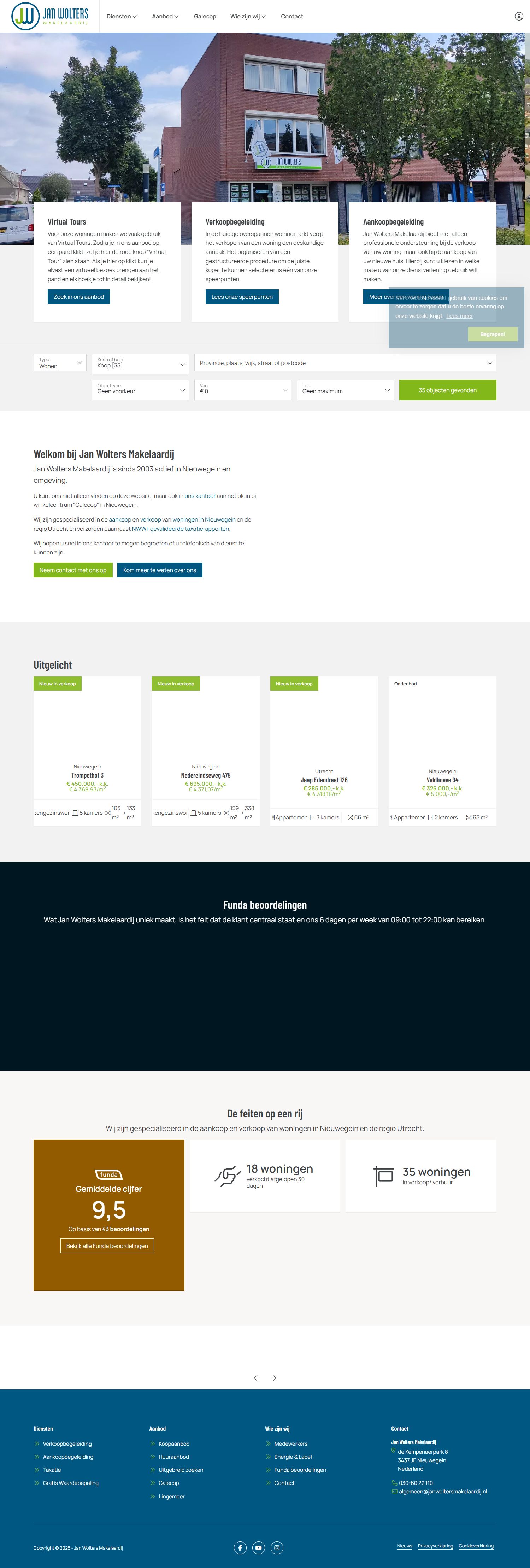 Screenshot of the website of www.janwoltersmakelaardij.nl