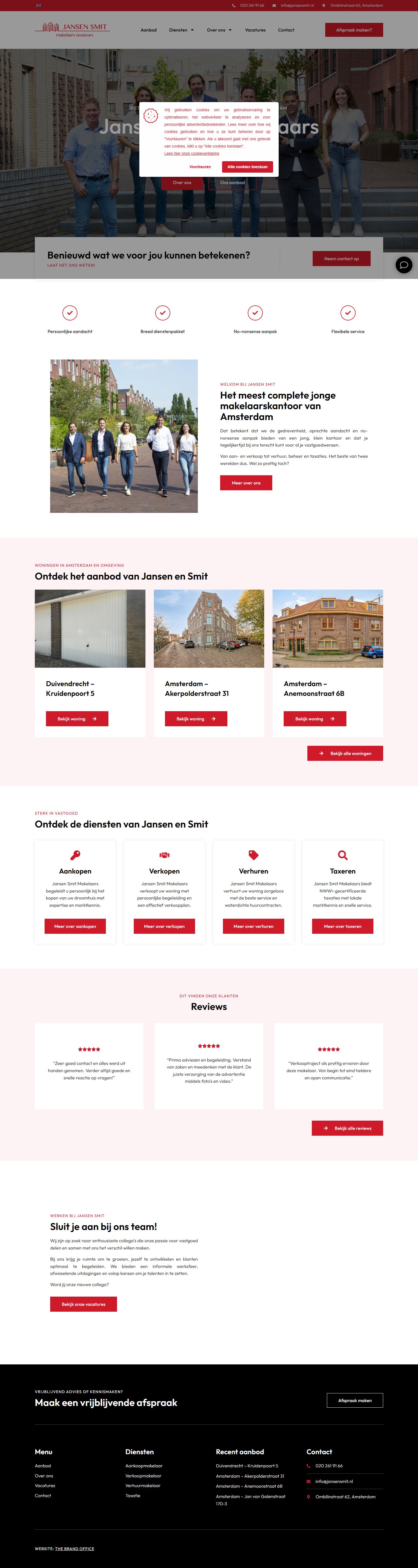 Screenshot of the website of www.jansensmit.nl