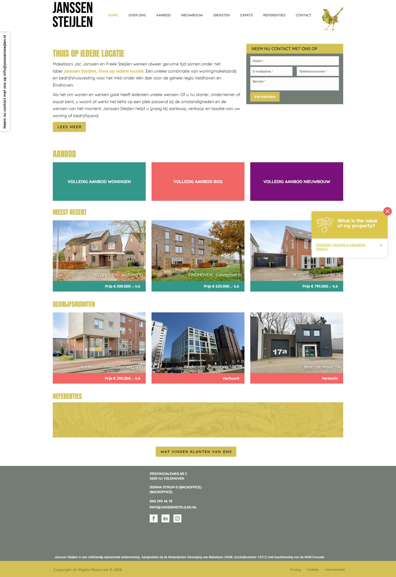 Screenshot of the website of www.janssensteijlen.nl