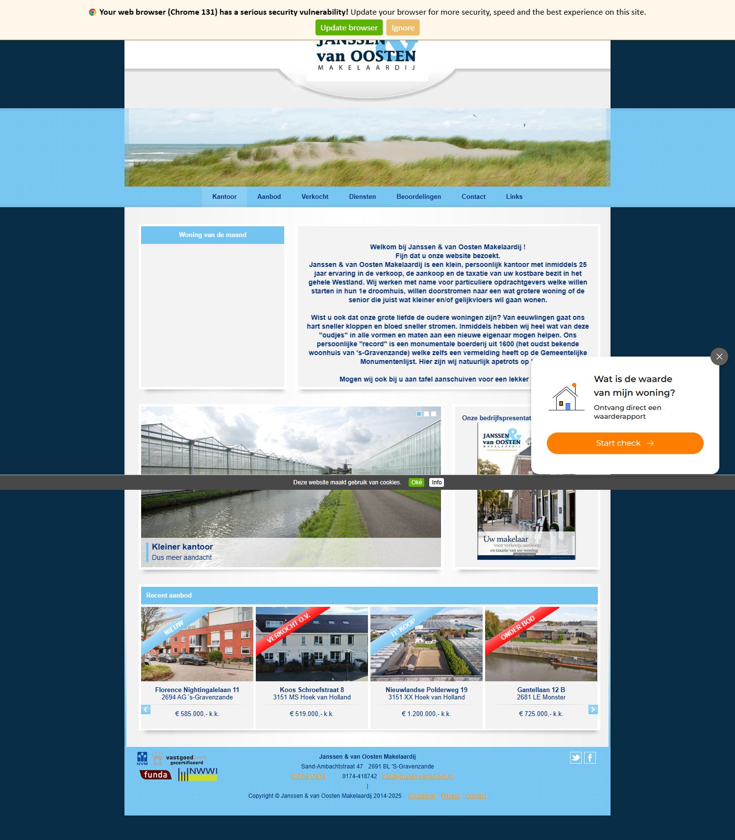 Screenshot of the website of www.janssen-vanoosten.nl