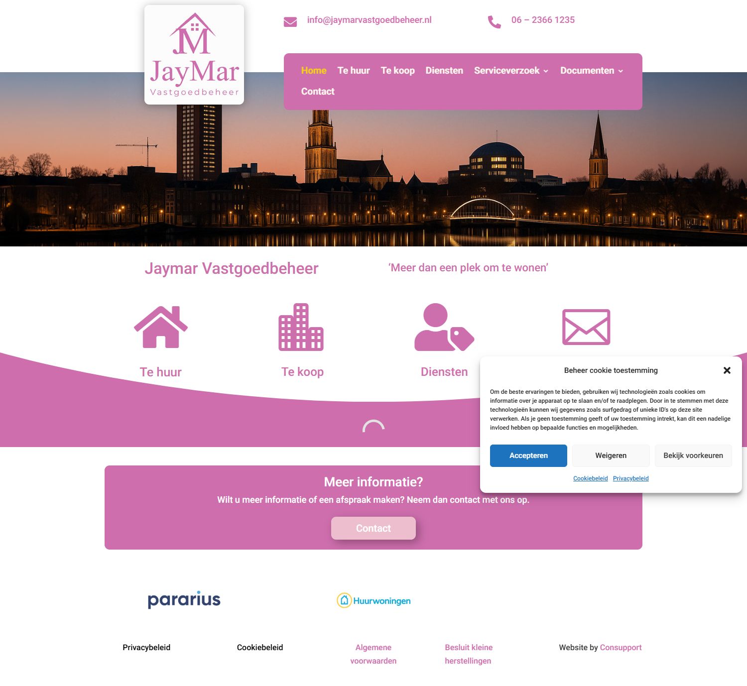 Screenshot van de website van www.jaymarvastgoedbeheer.nl