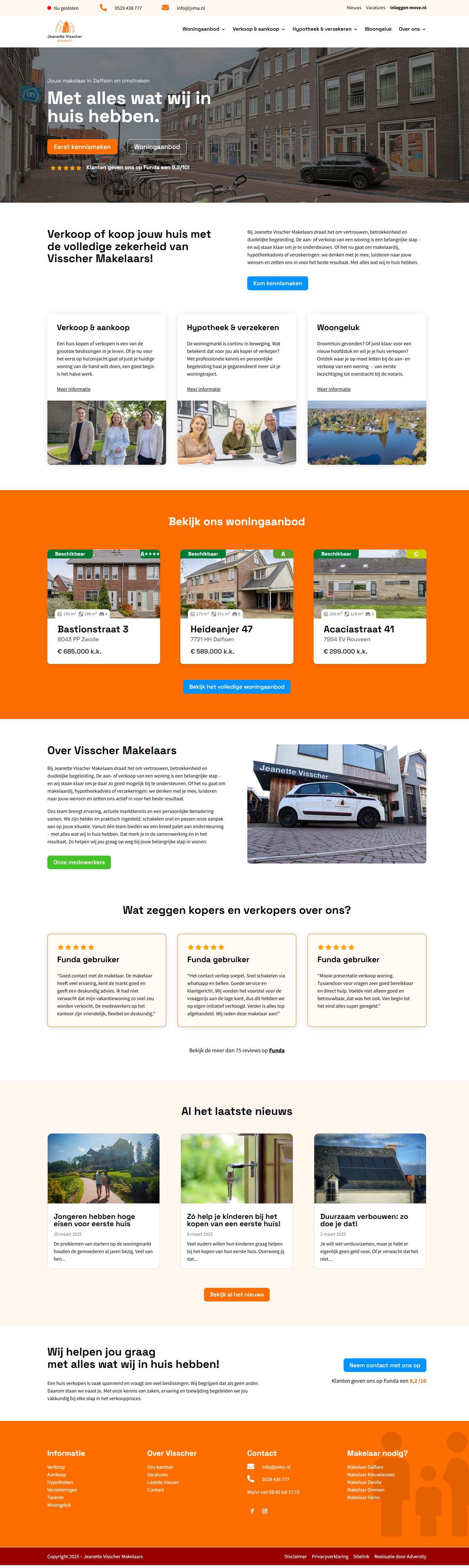 Screenshot van de website van www.jvma.nl