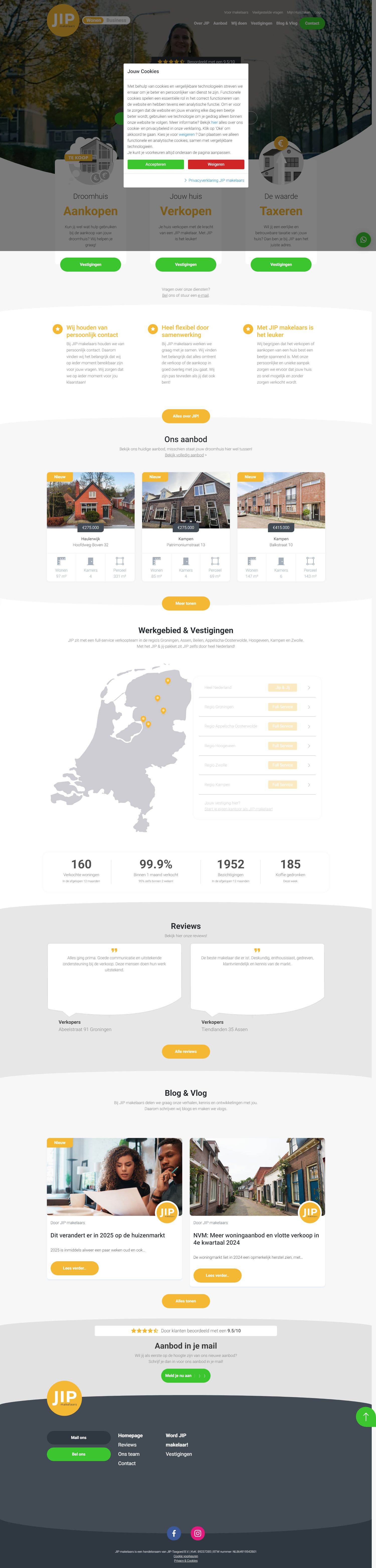 Screenshot van de website van www.jipmakelaars.nl