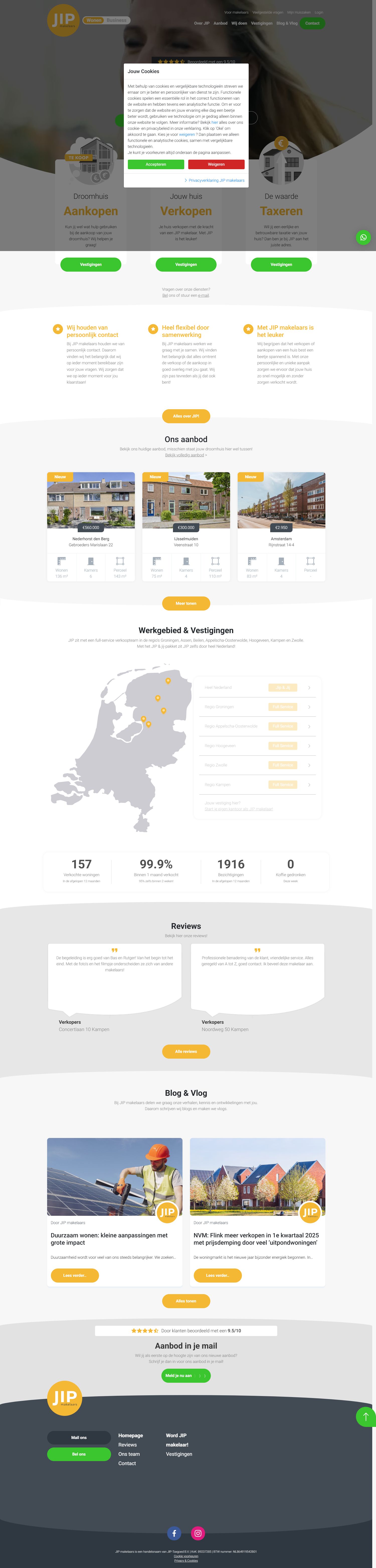 Screenshot van de website van www.jipmakelaars.nl