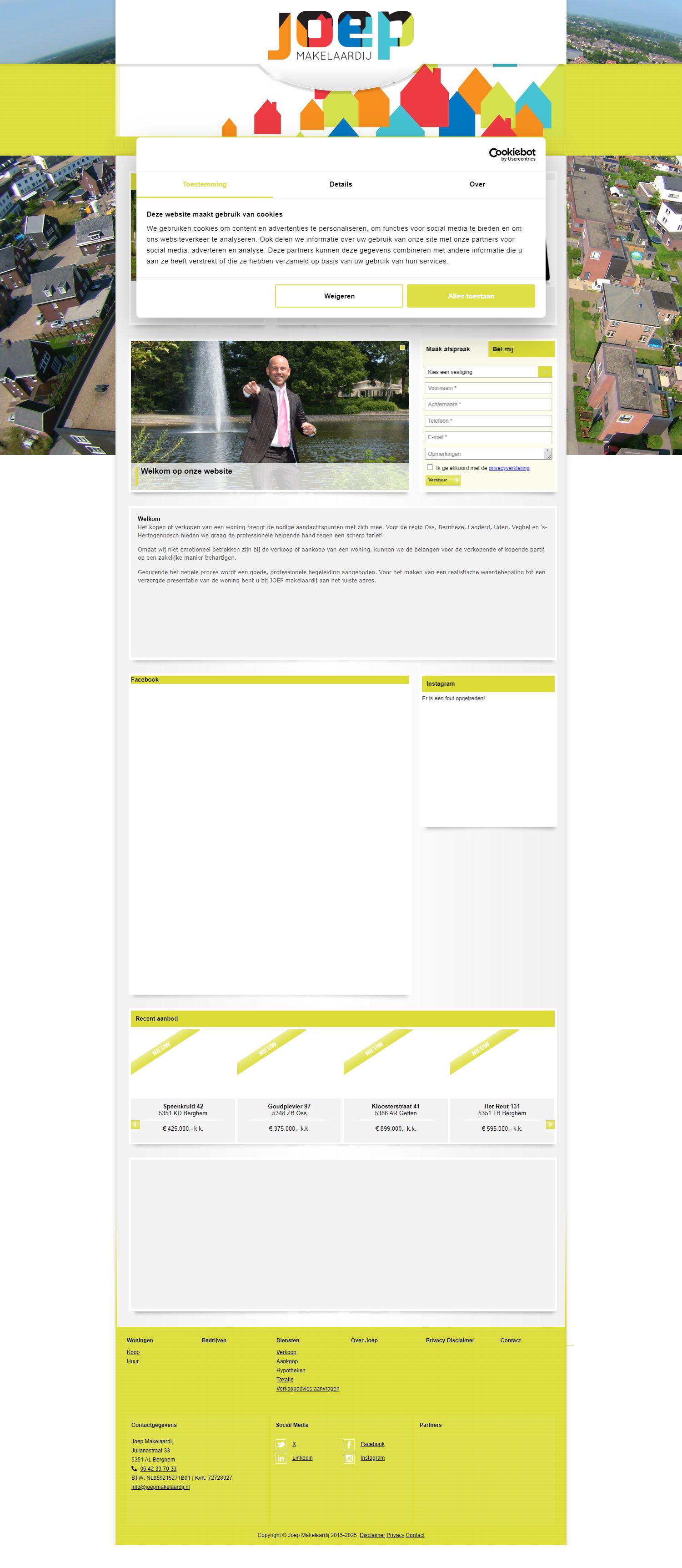Screenshot van de website van www.joepmakelaardij.nl