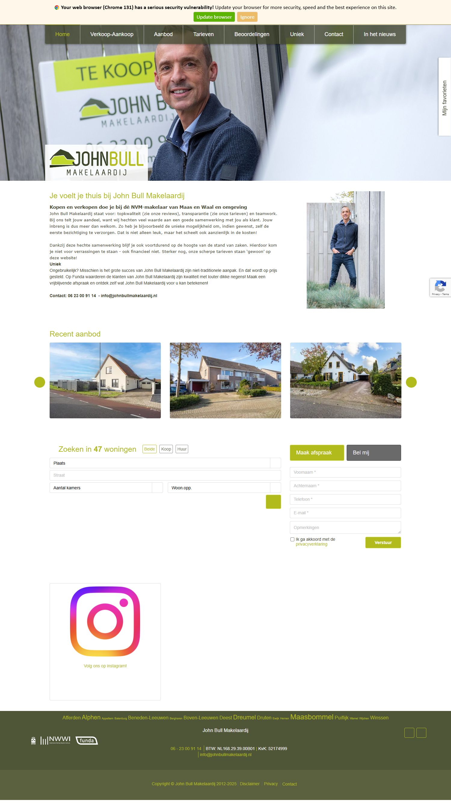 Capture d'écran du site web de www.johnbullmakelaardij.nl