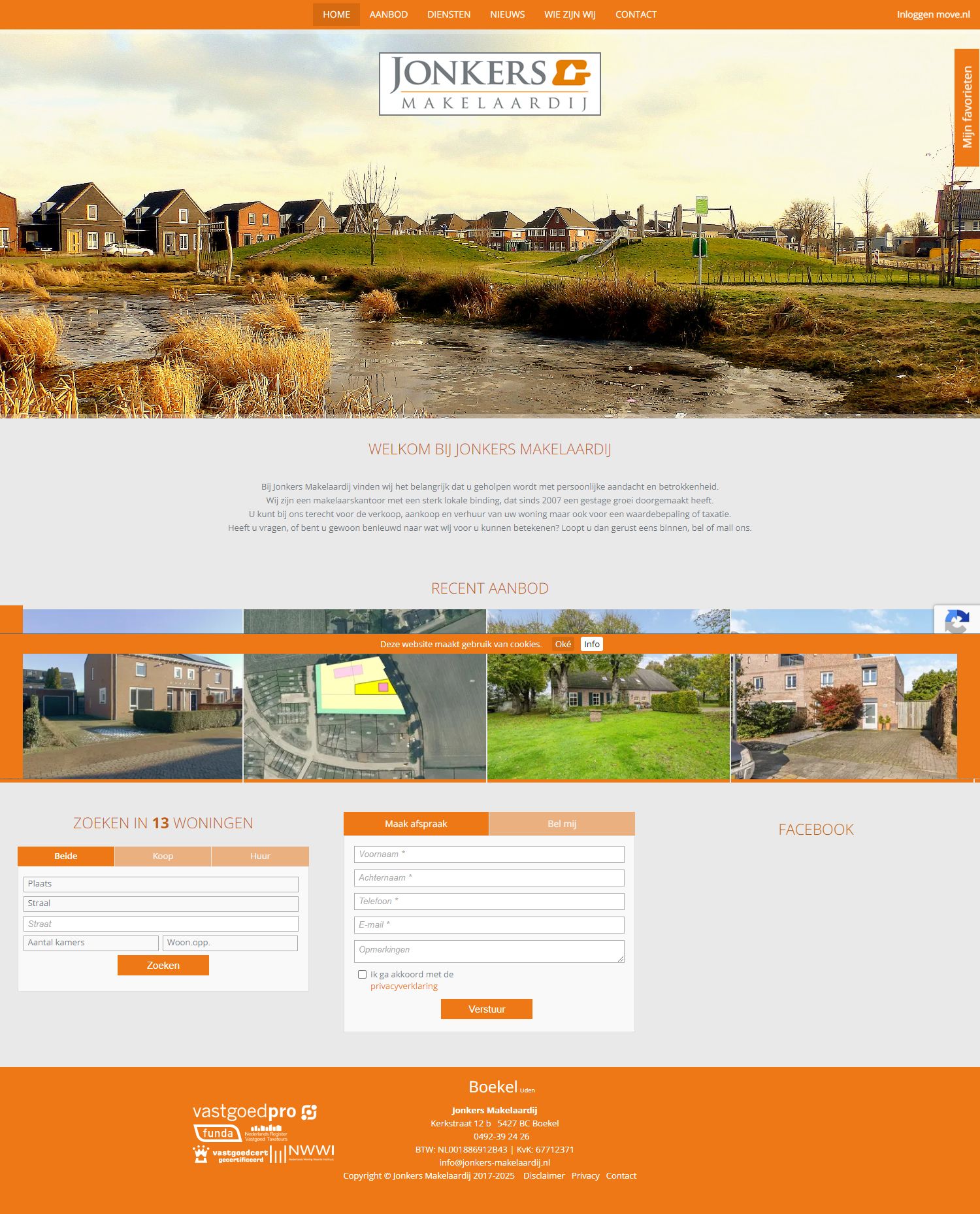 Screenshot van de website van www.jonkers-makelaardij.nl