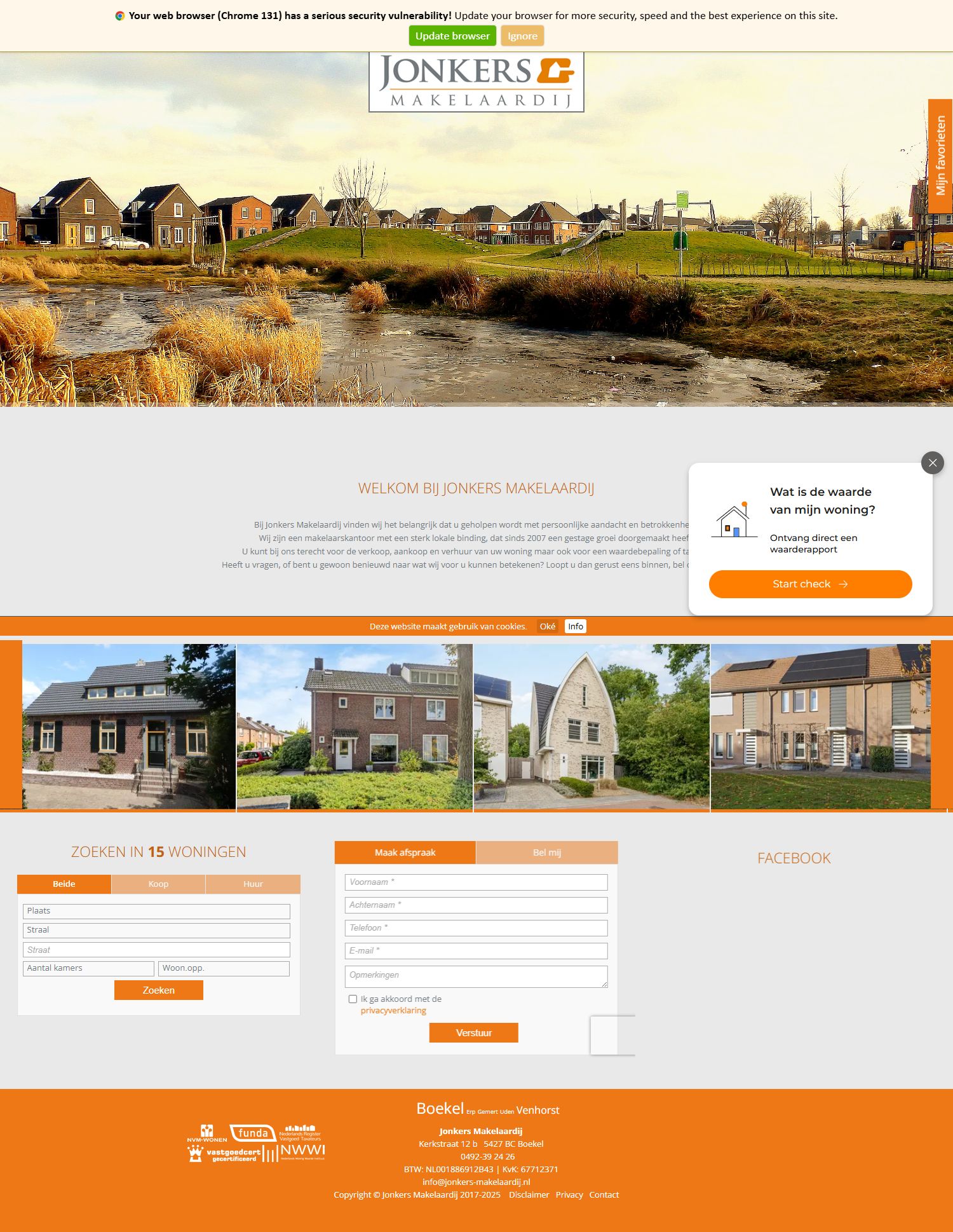 Screenshot of the website of www.jonkers-makelaardij.nl