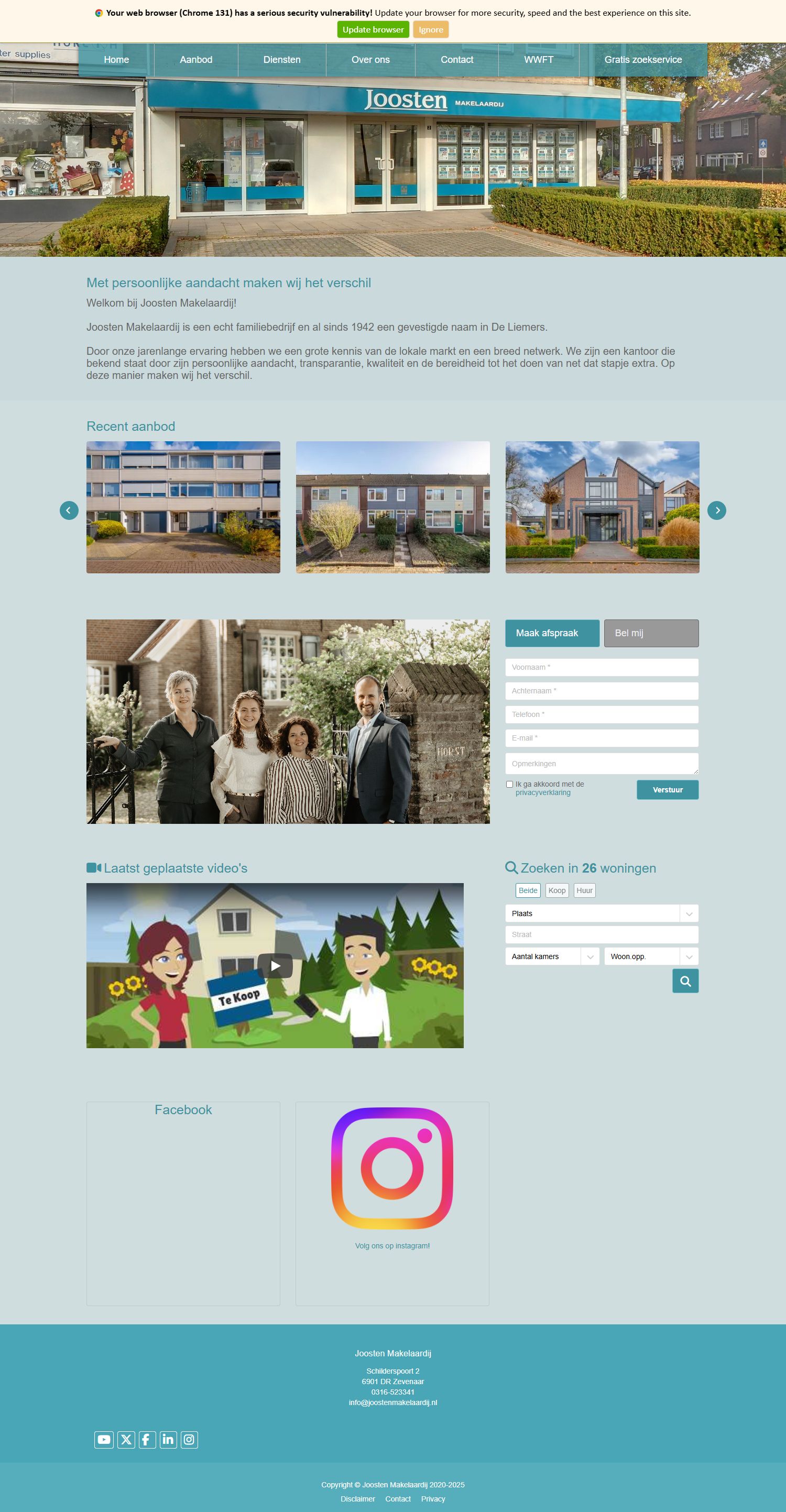 Screenshot of the website of www.joostenmakelaardij.nl