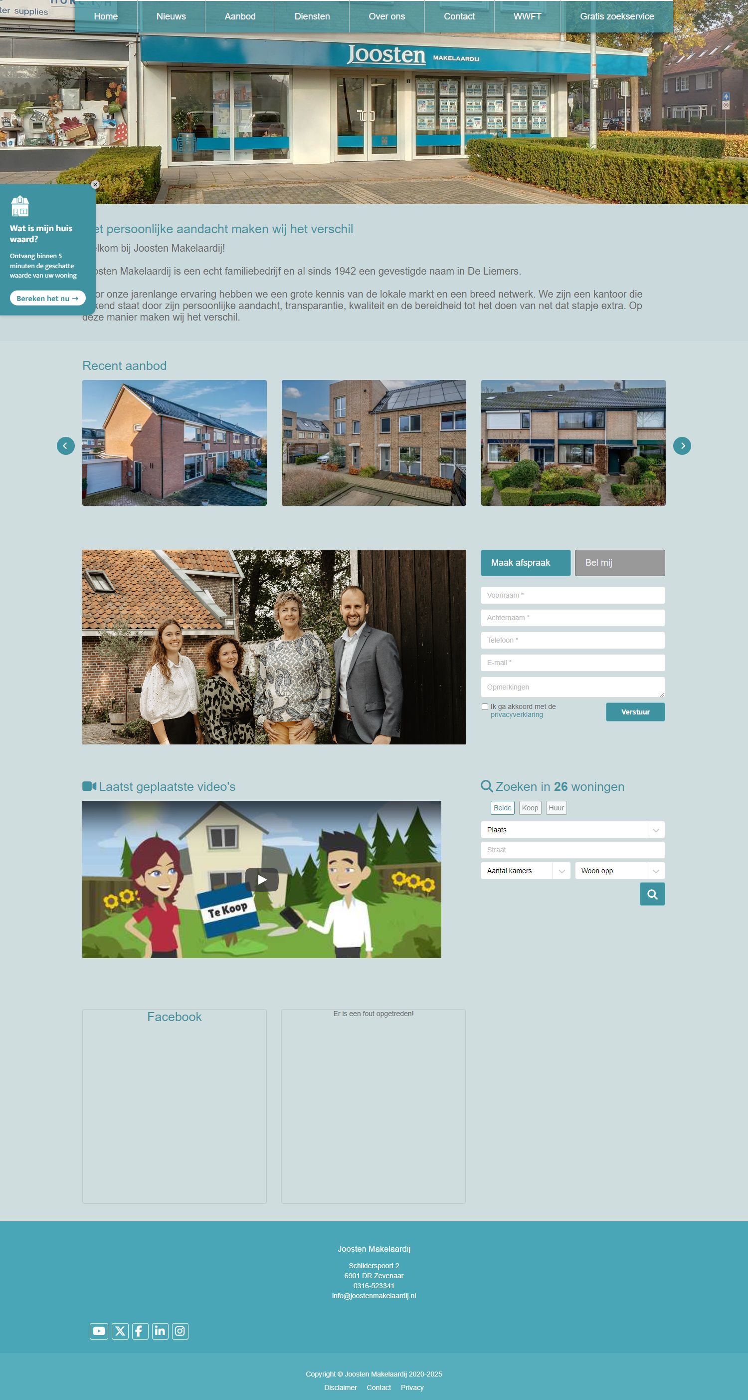 Screenshot van de website van www.joostenmakelaardij.nl