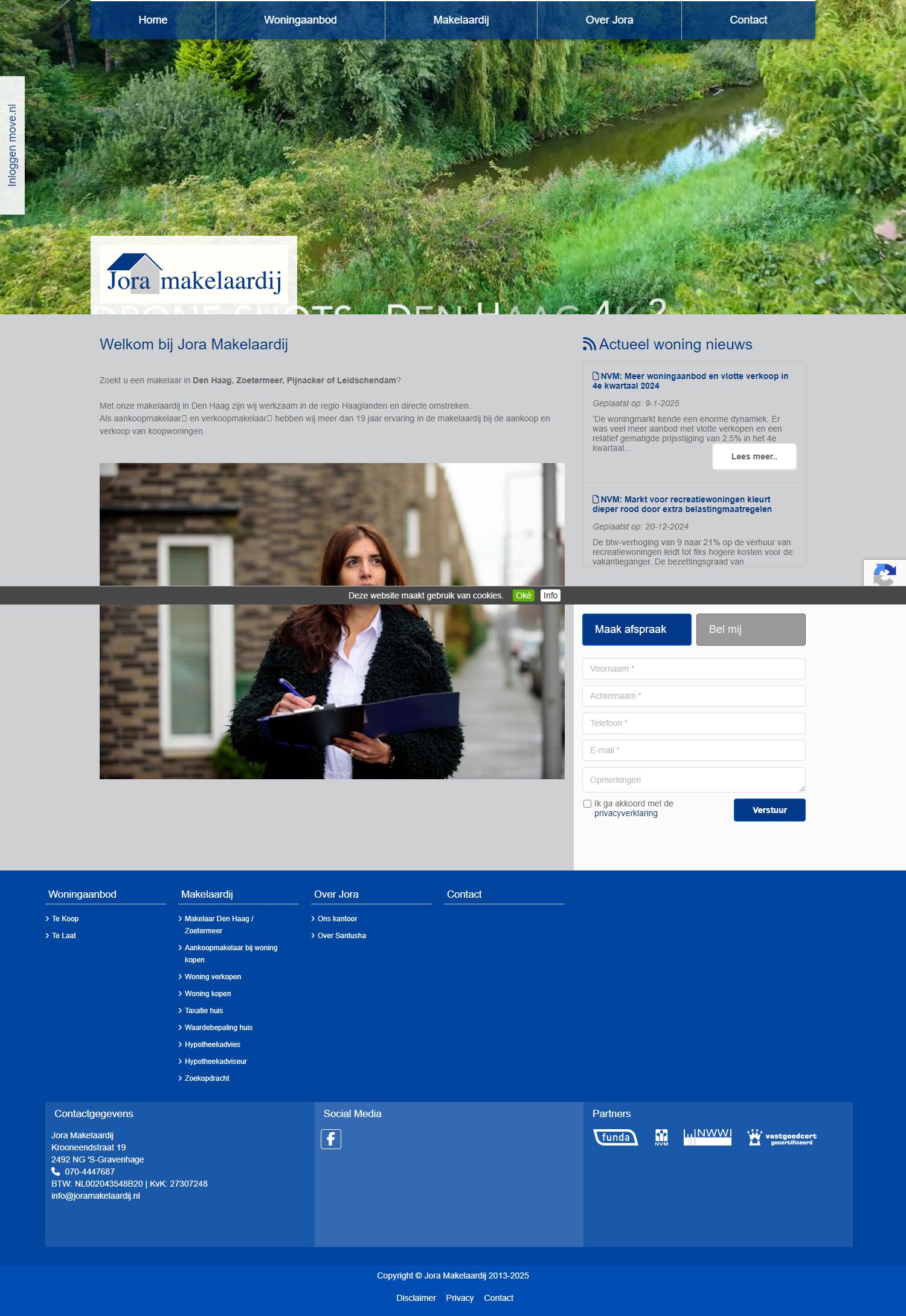 Screenshot van de website van www.joramakelaardij.nl