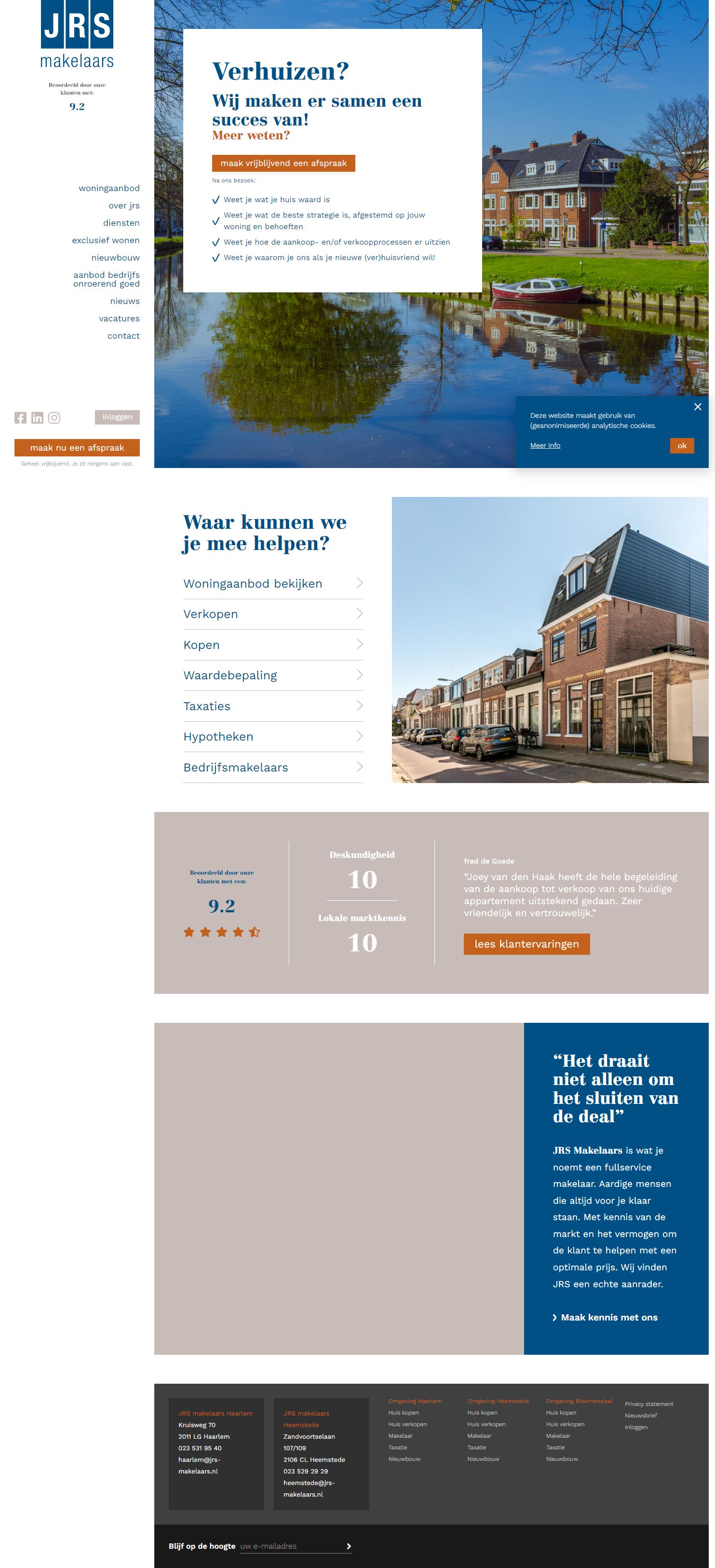 Screenshot van de website van www.jrsmakelaars.nl