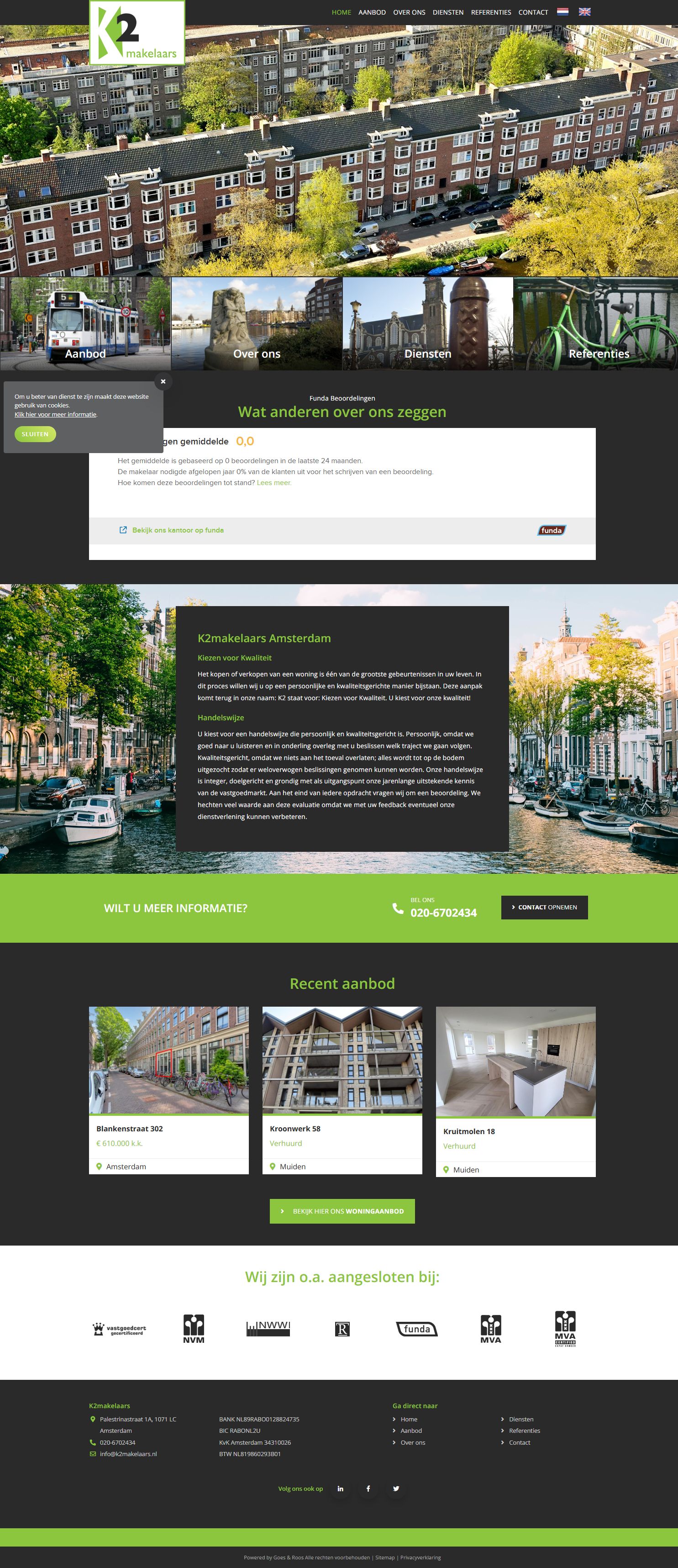 Screenshot van de website van www.k2makelaars.nl