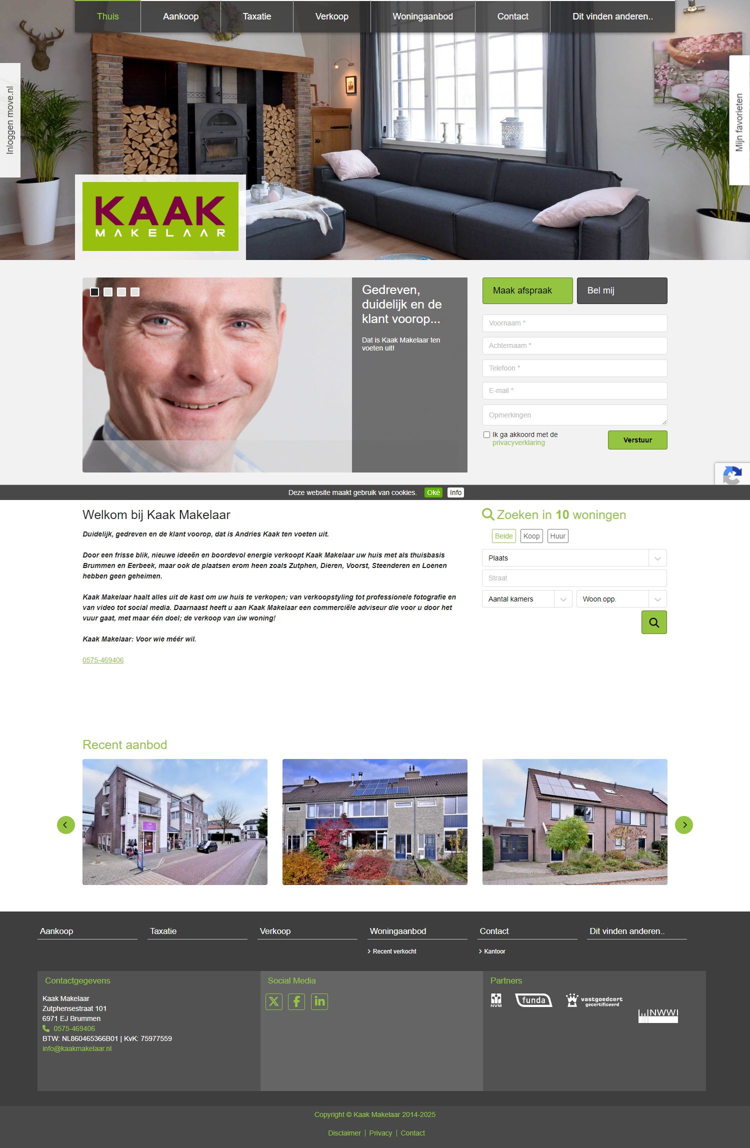 Screenshot van de website van www.kaakmakelaar.nl