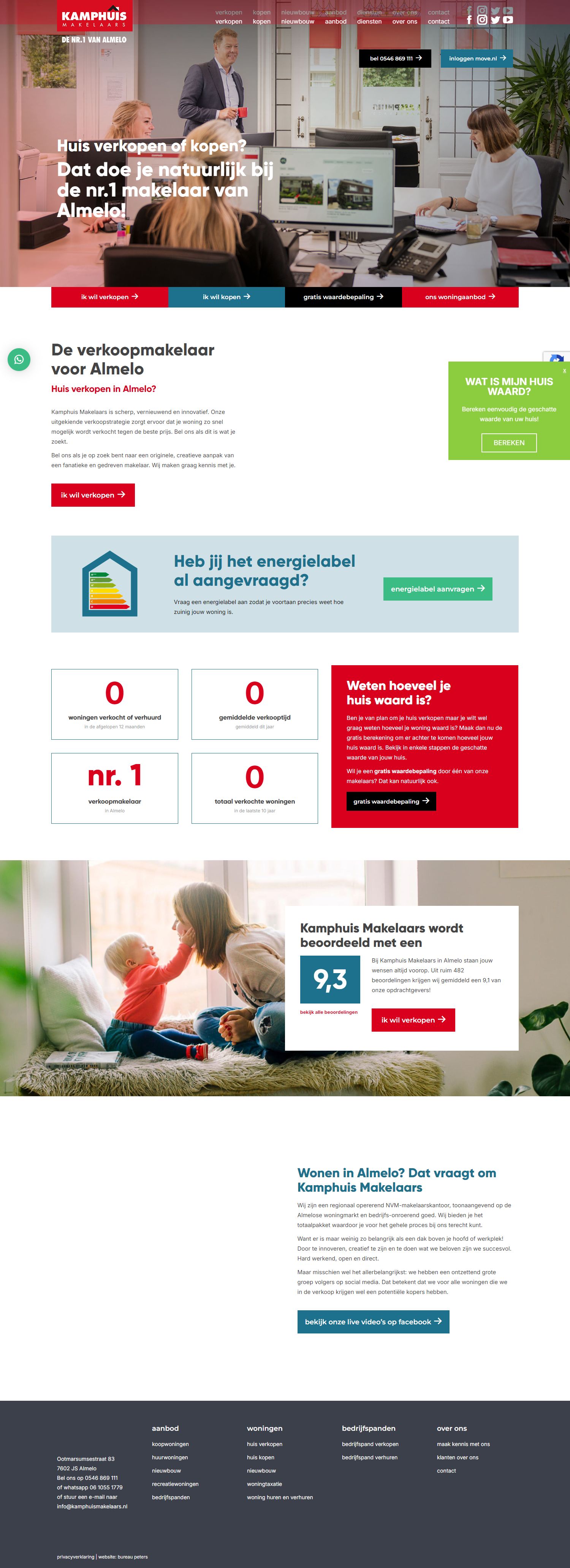 Screenshot van de website van www.kamphuismakelaars.nl