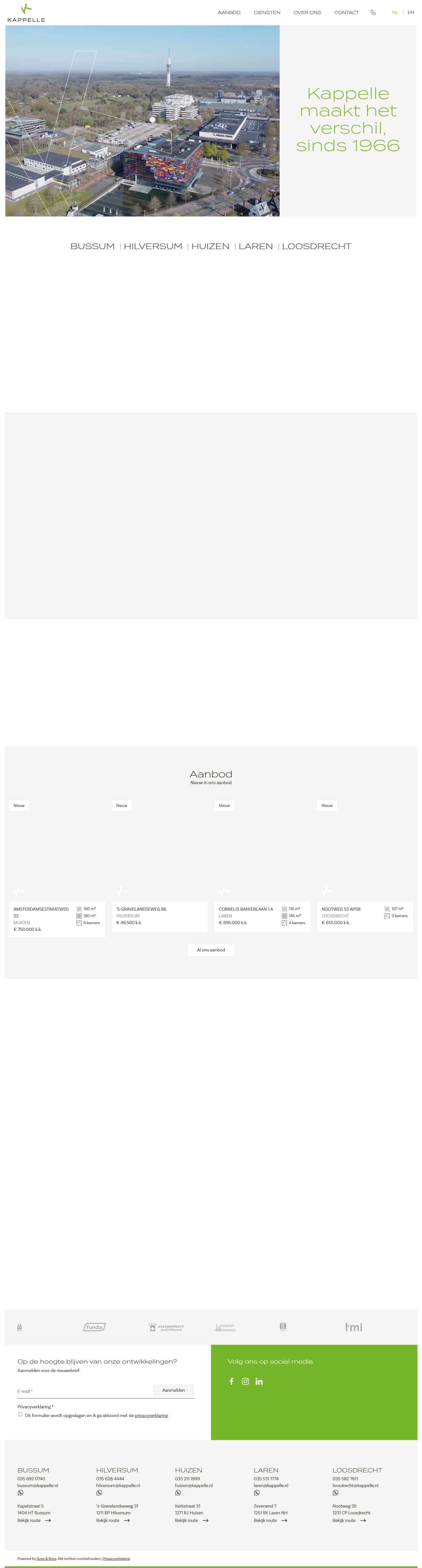 Screenshot of the website of www.kappelle.nl
