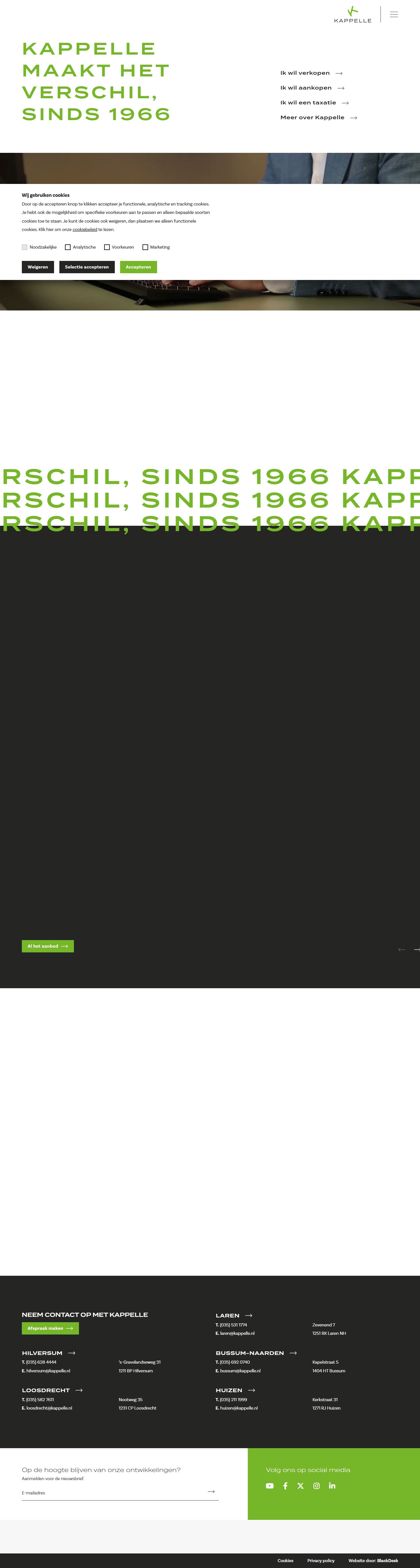 Screenshot of the website of www.kappelle.nl