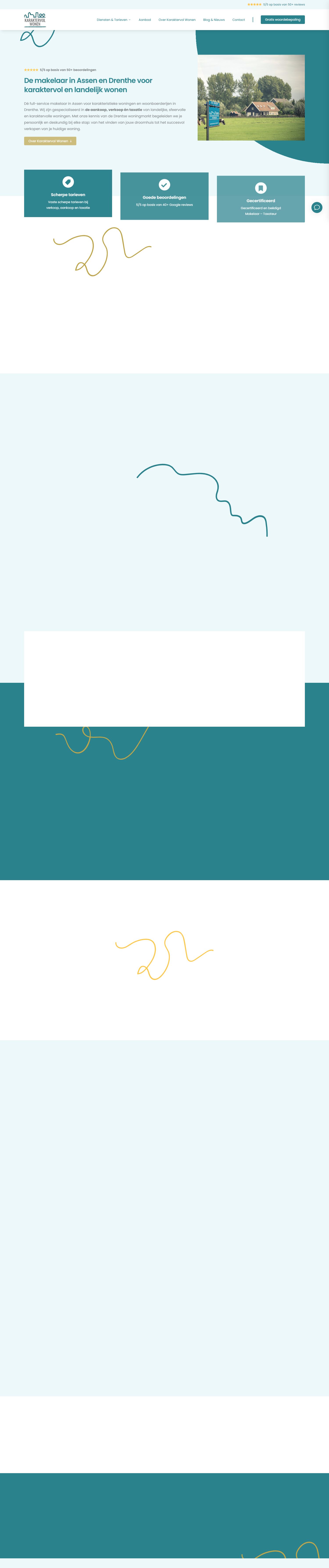 Screenshot of the website of www.karaktervol-wonen.nl