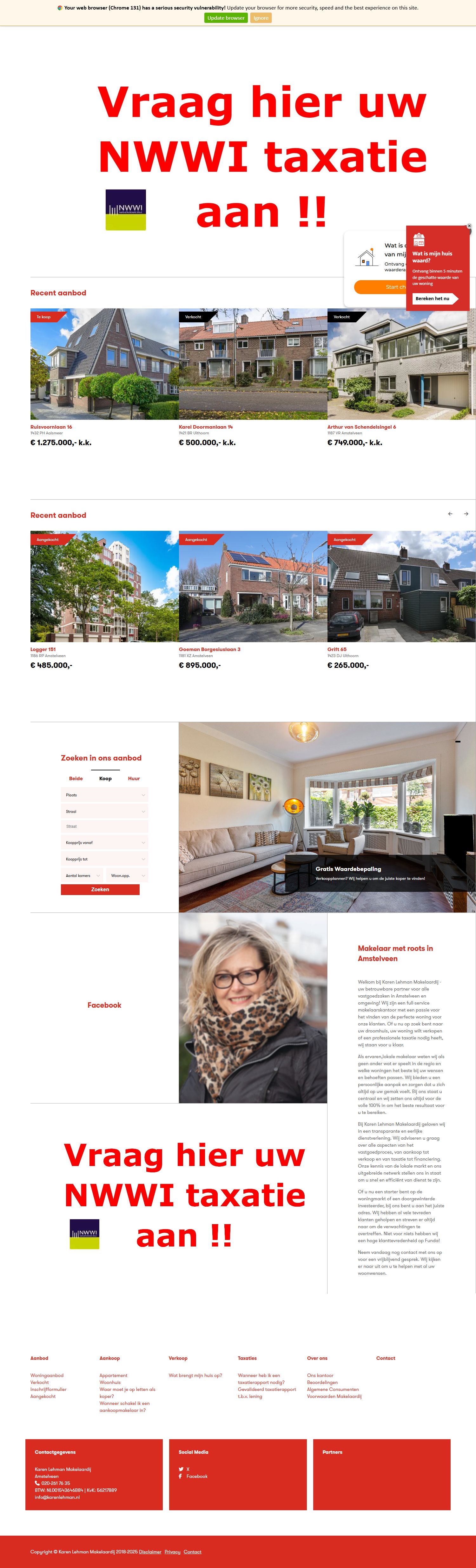 Screenshot of the website of www.karenlehman.nl