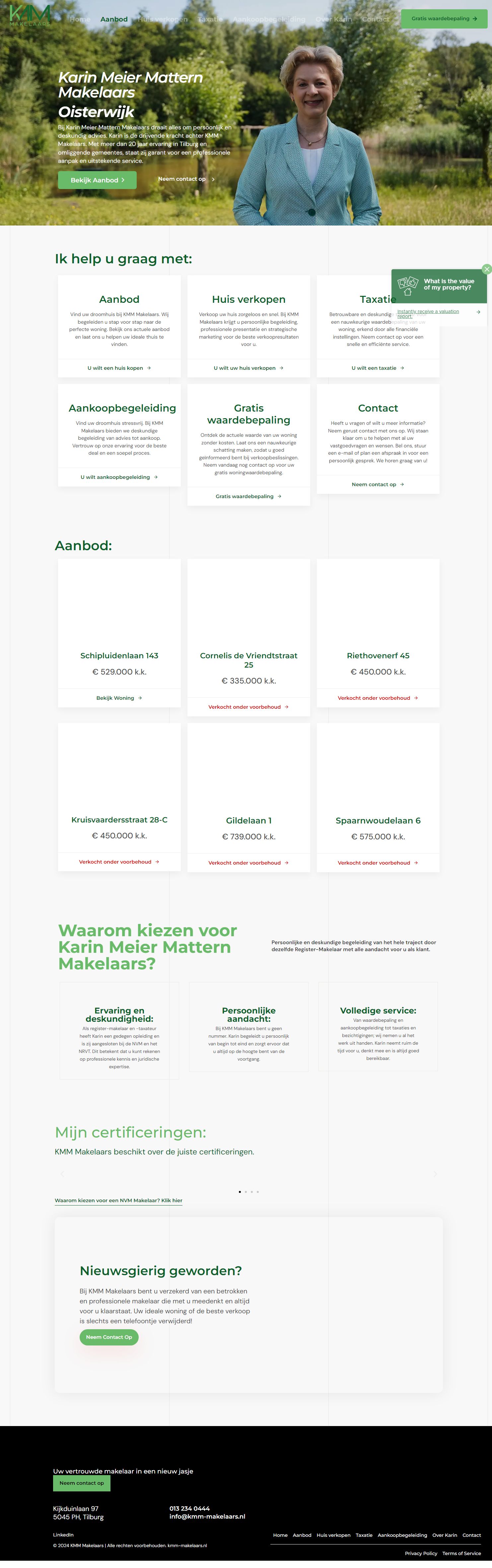 Screenshot van de website van www.kmm-makelaars.nl