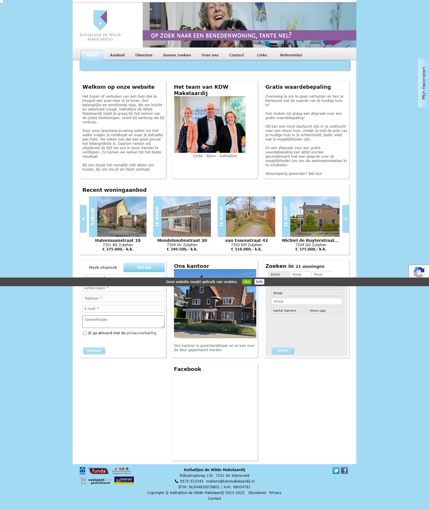 Screenshot van de website van www.kdwmakelaardij.nl