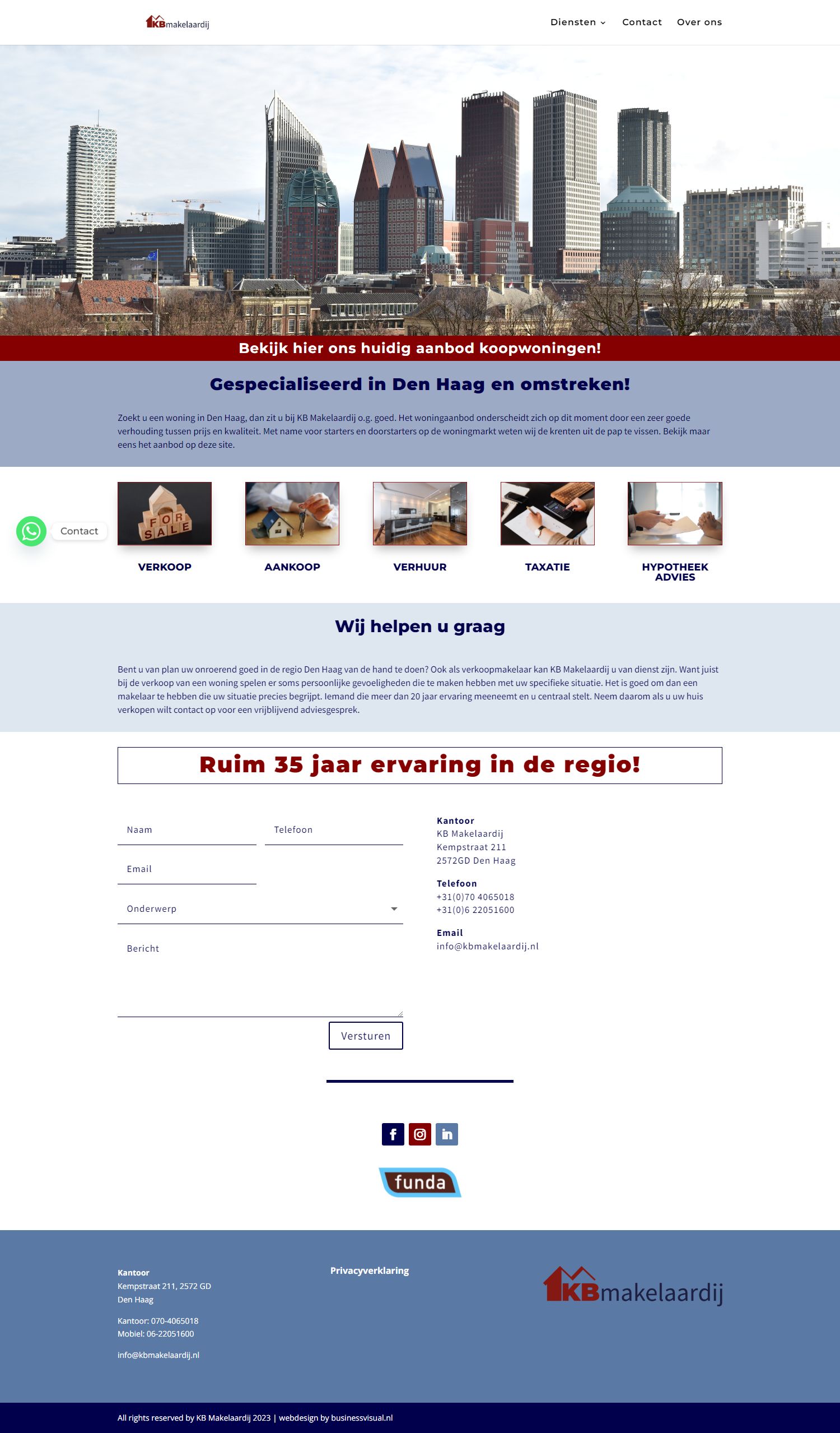 Screenshot van de website van www.kbmakelaardij.nl