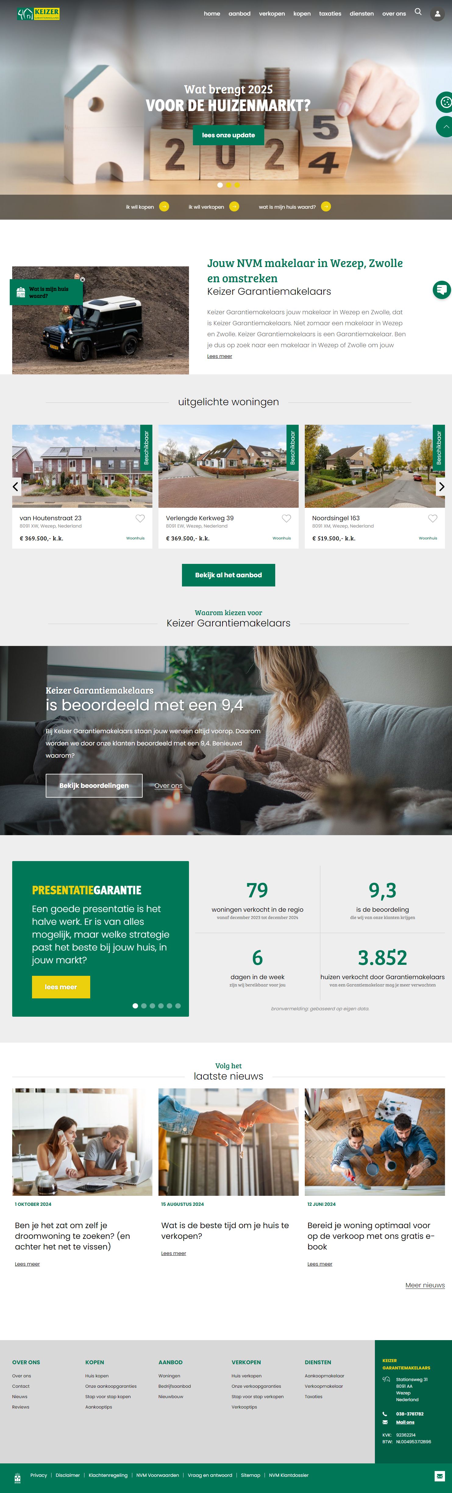 Screenshot van de website van keizergarantiemakelaars.nl