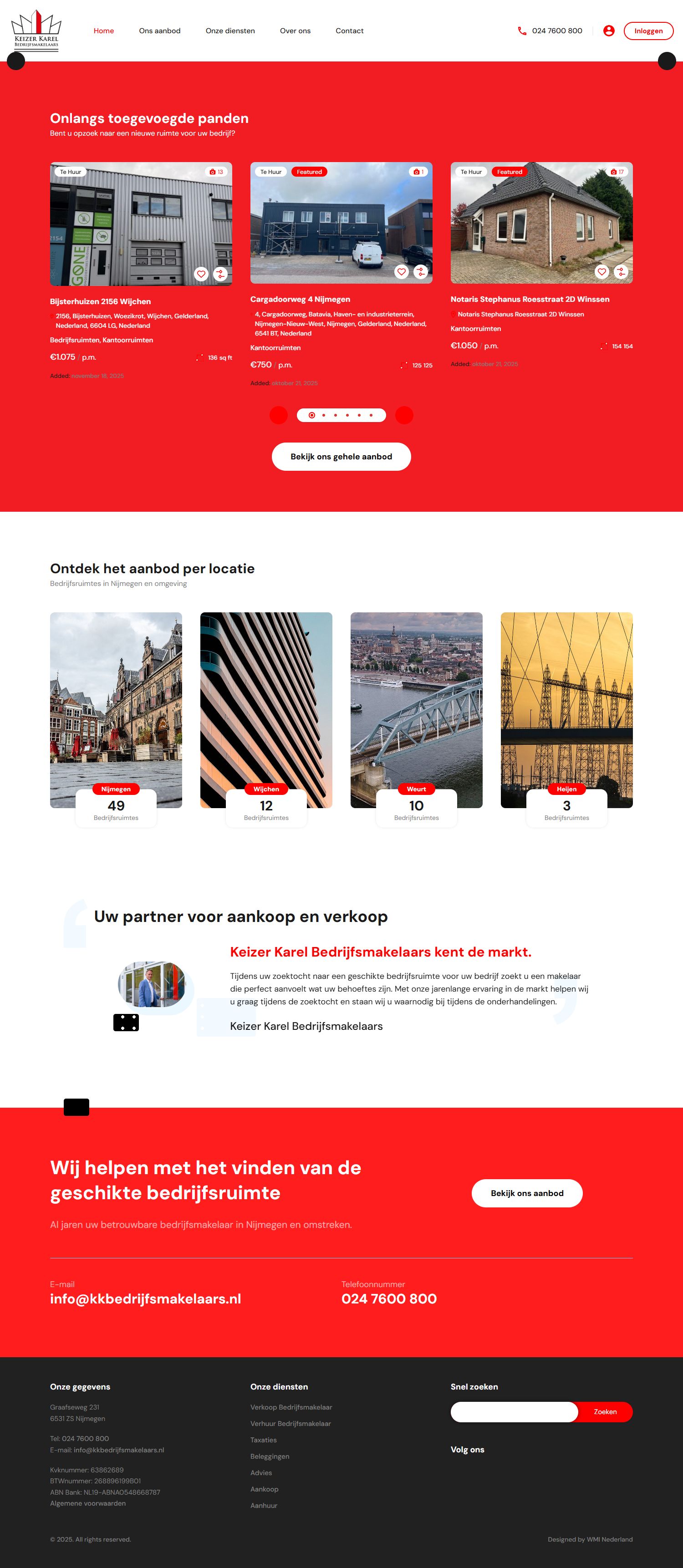 Screenshot of the website of kkbedrijfsmakelaars.nl