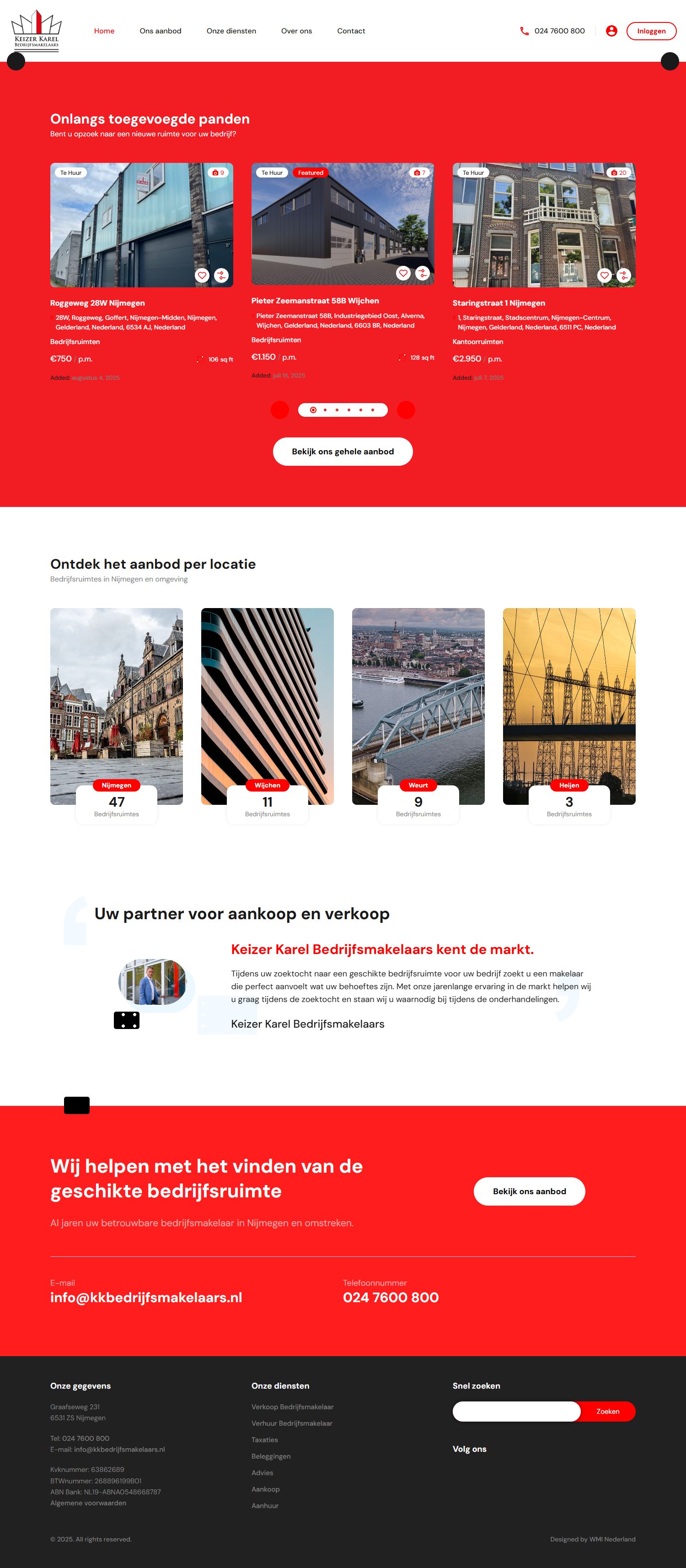 Screenshot van de website van kkbedrijfsmakelaars.nl
